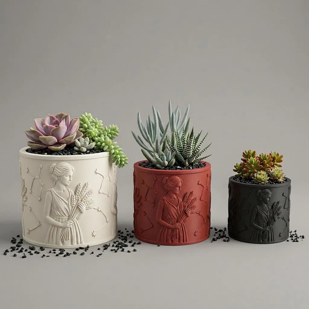 Virgo Zodiac Succulent Planter – Constellation 3D Printed Pot, Astrology Birthday Gift