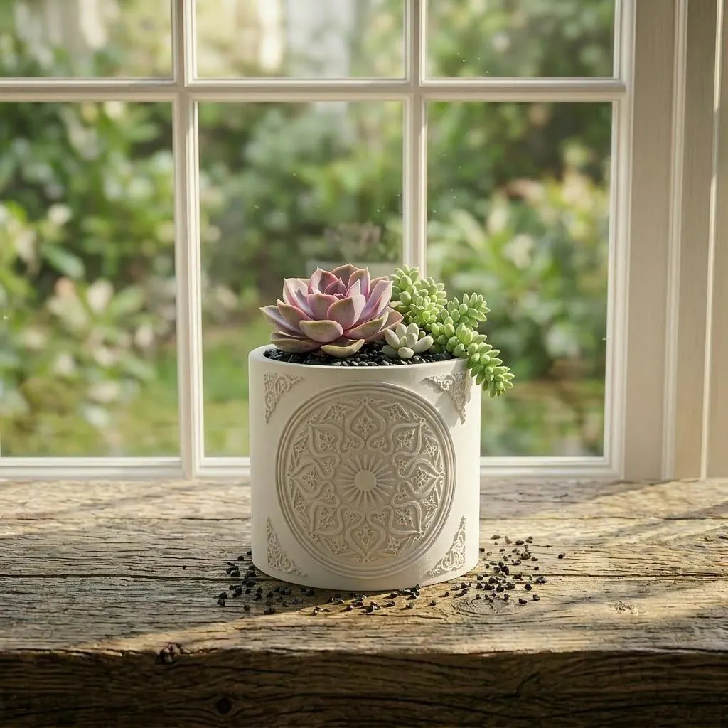 Islamic Knot Medallion Succulent Planter — Geometric Star 3D Printed Pot, Mosque Decor - image 5