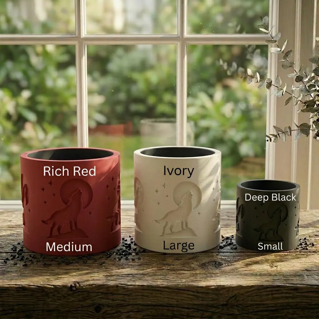 Wolf Silhouette Succulent Planter – Embossed 3D Printed Pot, Nature Lover Gift - image 4