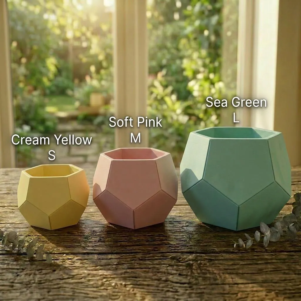 3D Printed Dodecahedron Succulent Planter | Geometric Pentagon Pot, Modern Home Decor - image 4