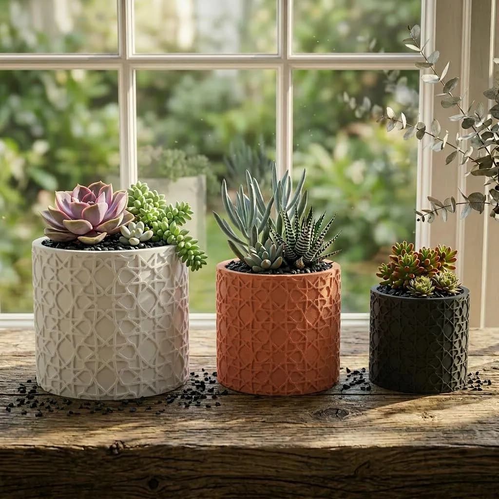 Islamic 8-Point Star Succulent Planter — Rub el Hizb 3D Printed Pot, Mosque Decor