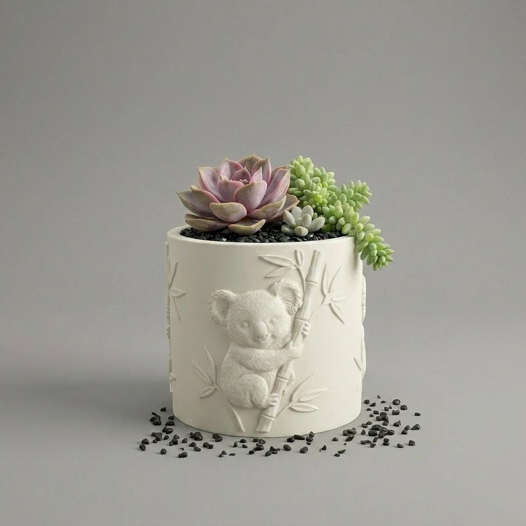 Koala Succulent Planter – Embossed Wildlife 3D Printed Pot, Animal Lover Gift - image 5