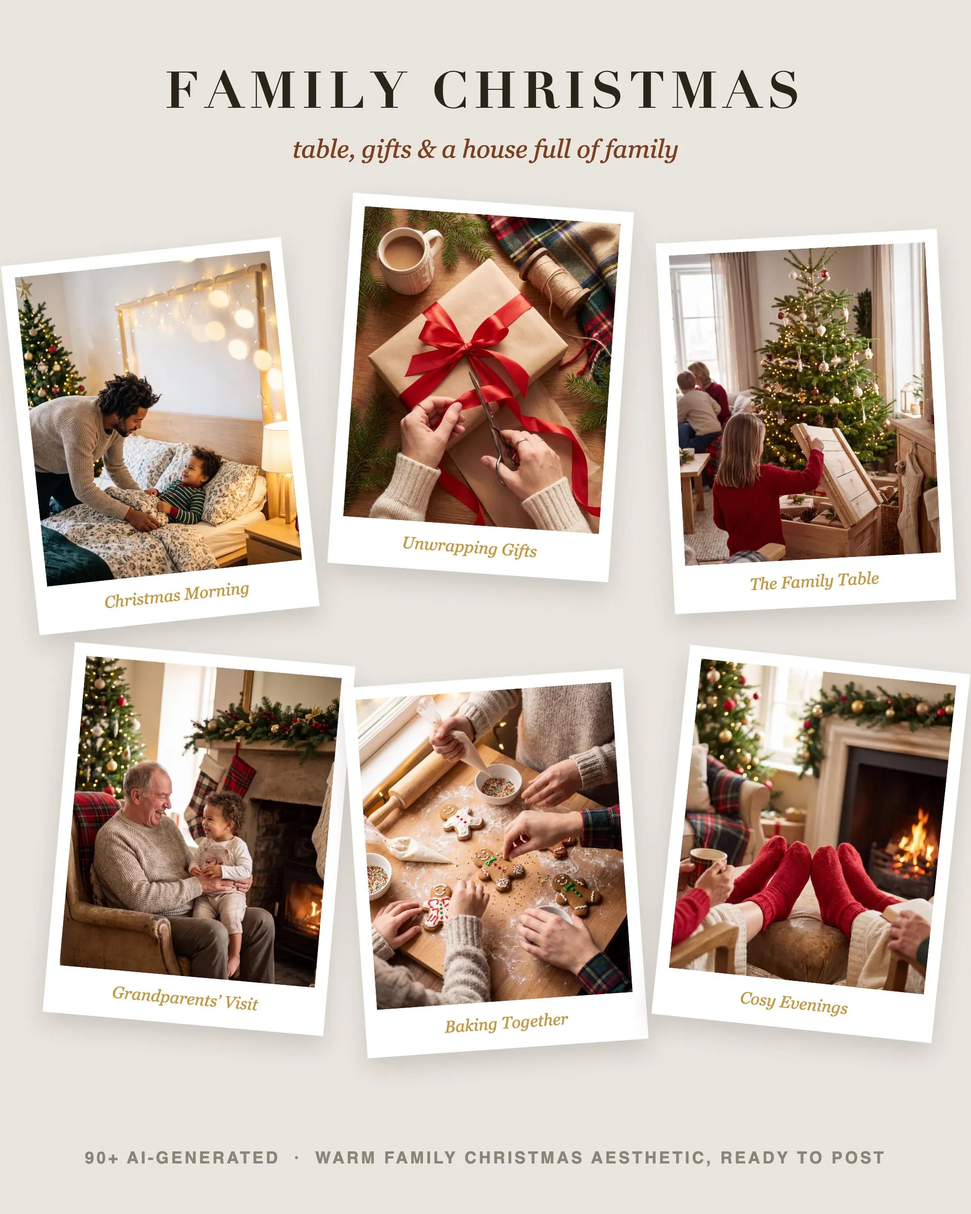 Family Christmas Stock Photos MRR PLR, 97 Kids Grandparents Holiday Morning Images, Cozy Traditions Instagram Bundle - image 4