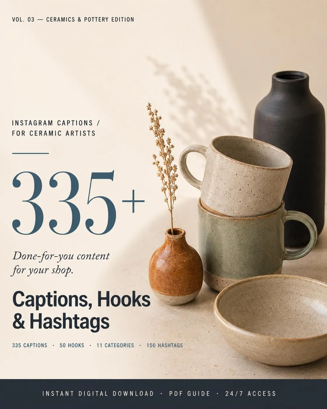Ceramic Artist Instagram Captions, Hooks & Hashtags | Handmade Pottery Etsy Shop Caption Pack | Instant Download