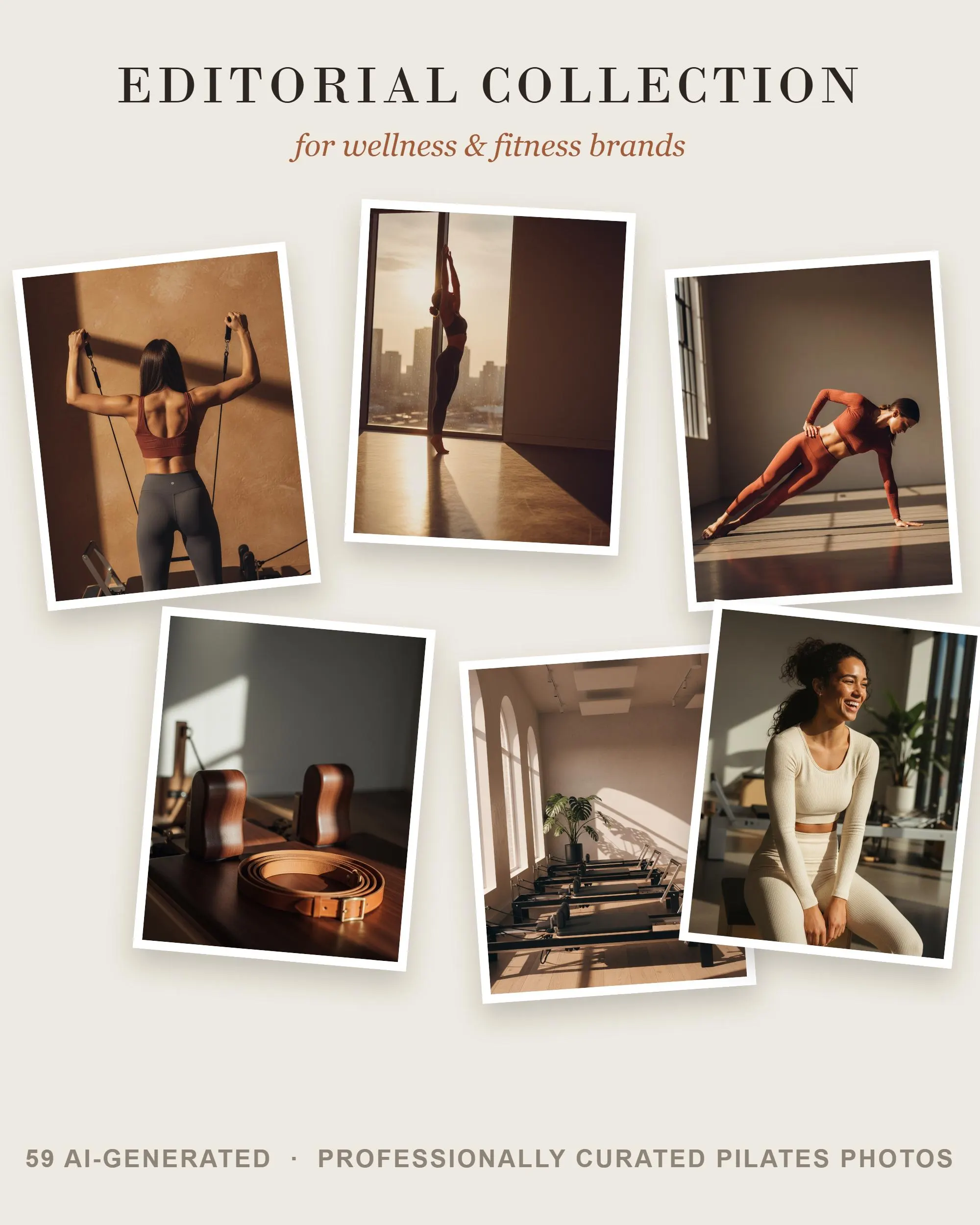 Pilates Stock Photos MRR PLR, 58 Reformer Studio Faceless Aesthetic Images, Wellness Instagram Photo Bundle for Pilates Instructors - image 3