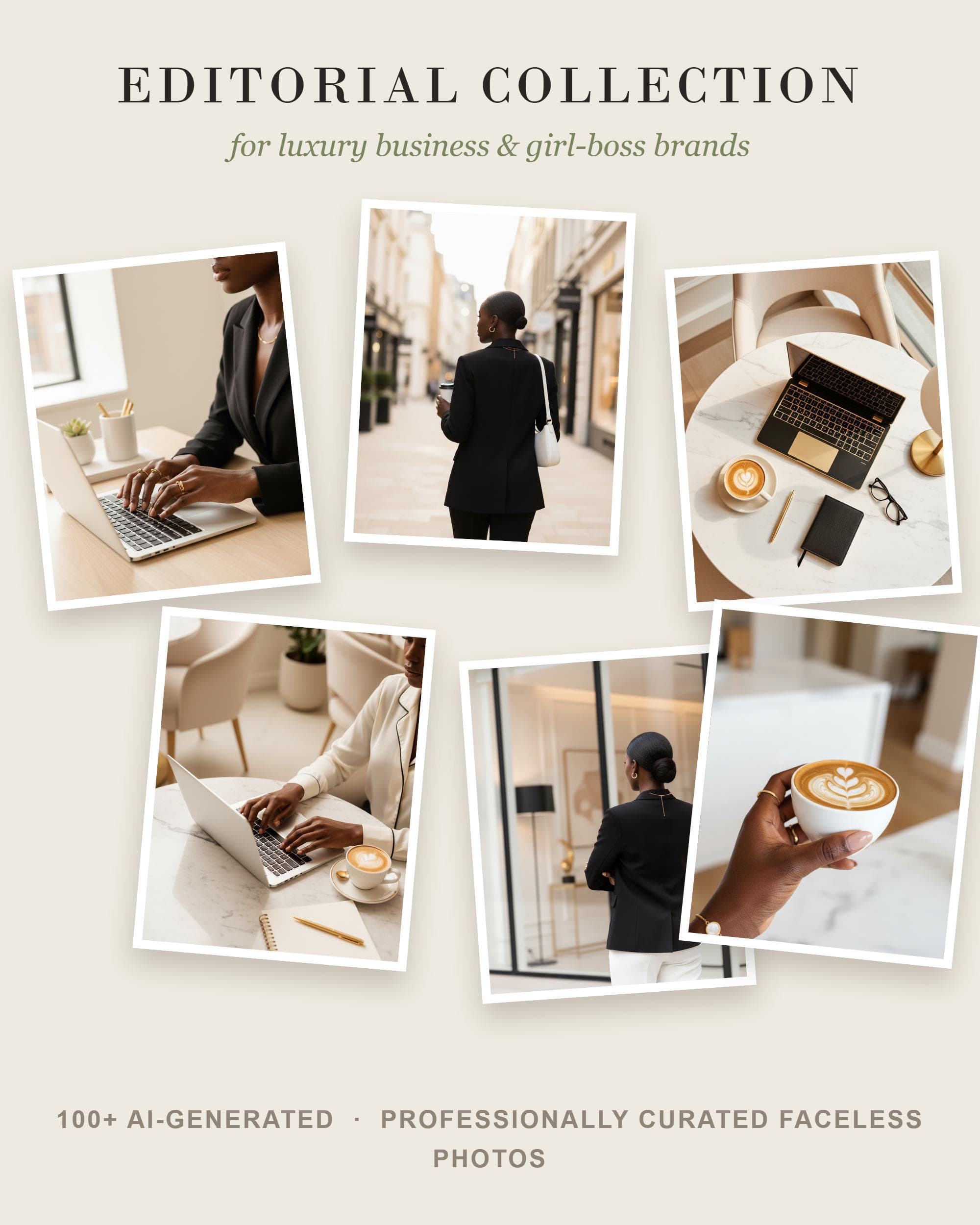 Melanin Business Stock Photos MRR PLR, 110 Black Woman Boss Babe Faceless Images, Entrepreneur Instagram Photo Bundle for Digital Marketing - image 3