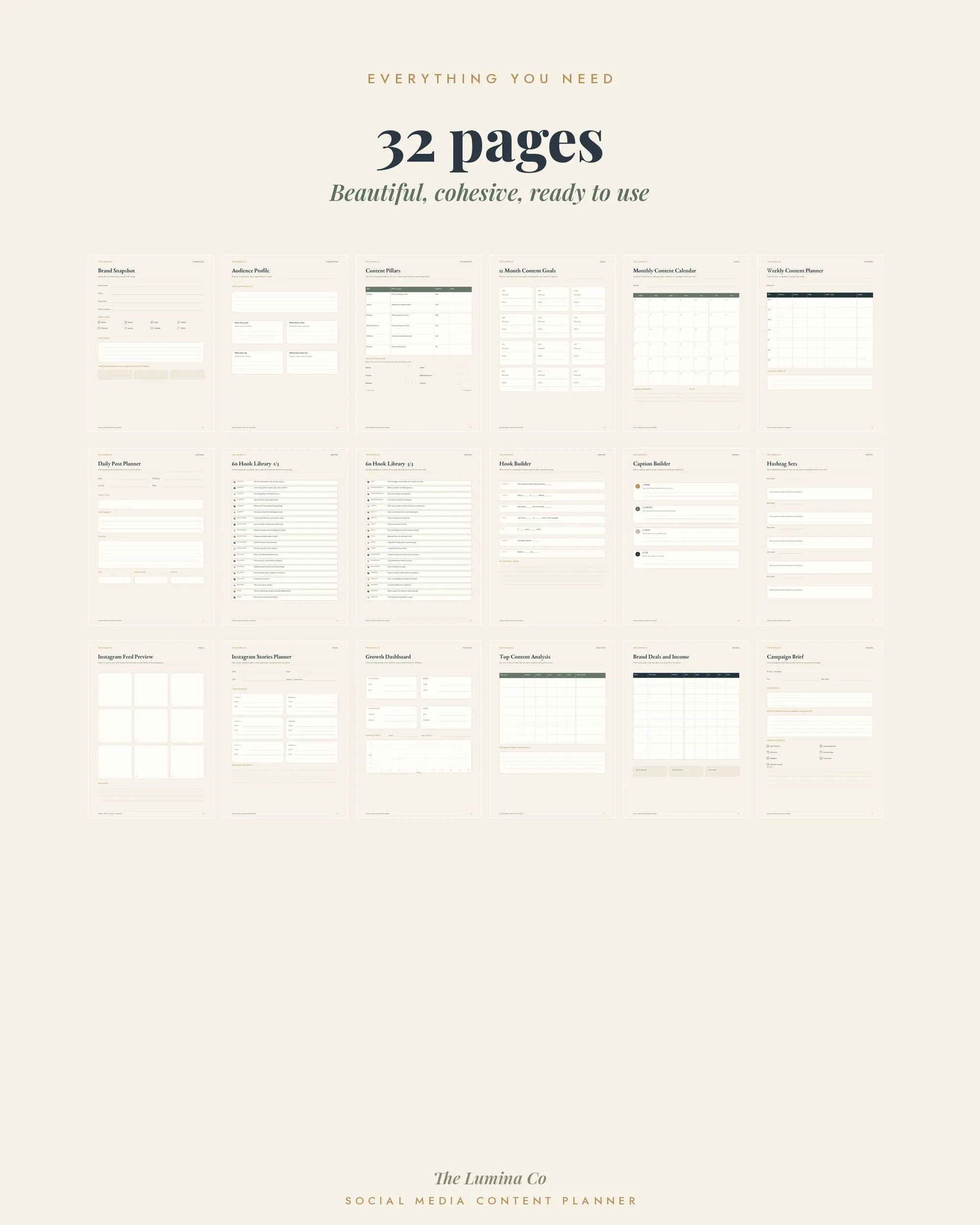 Social Media Content Planner Printable, Instagram Content Calendar PDF, Undated Post & Reels Planner, Digital GoodNotes, Content Creator Kit - image 4