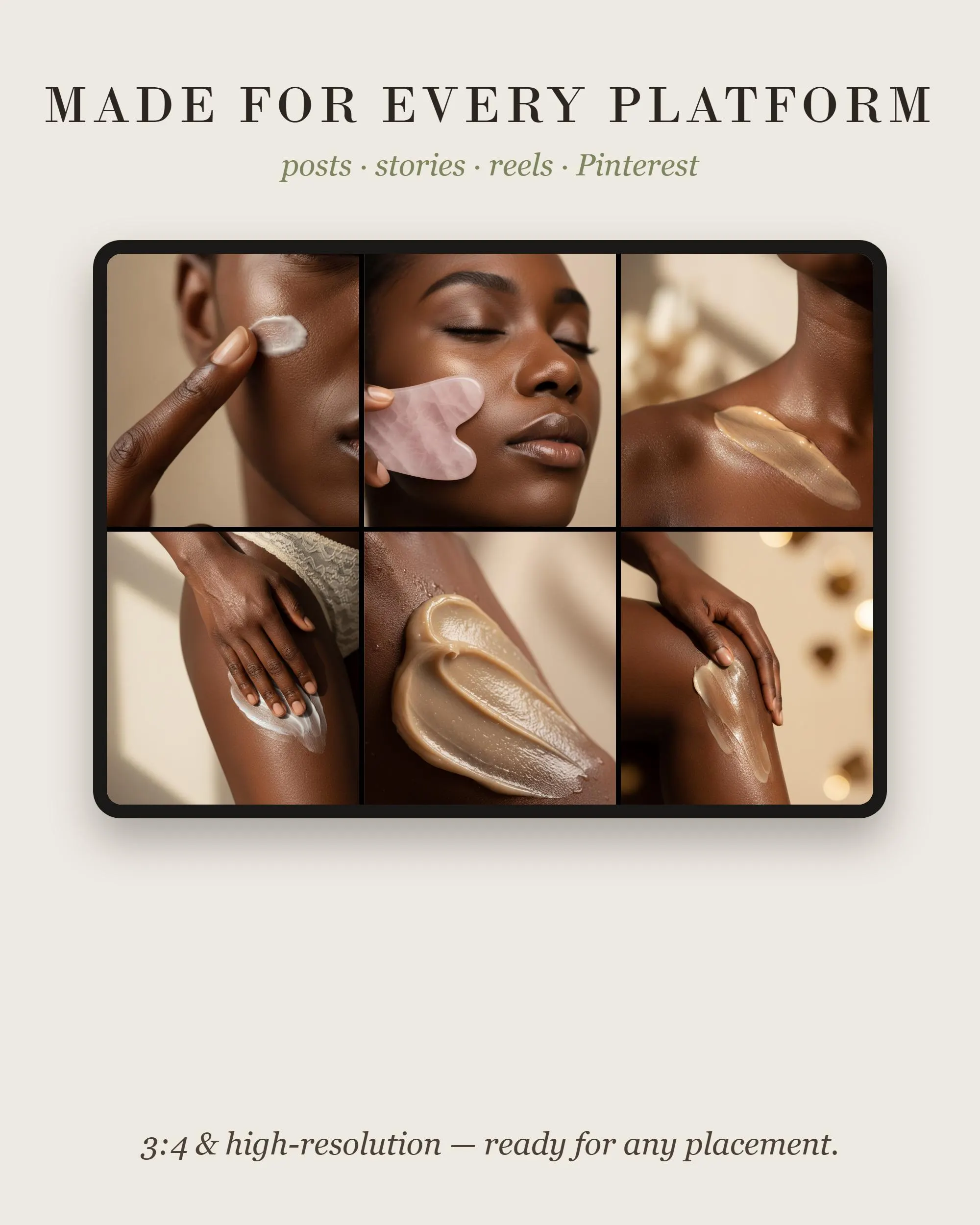 Melanin Beauty Skincare Stock Photos MRR PLR, 109 Black Woman Faceless Beauty Images, Esthetician Instagram Photo Bundle - image 2