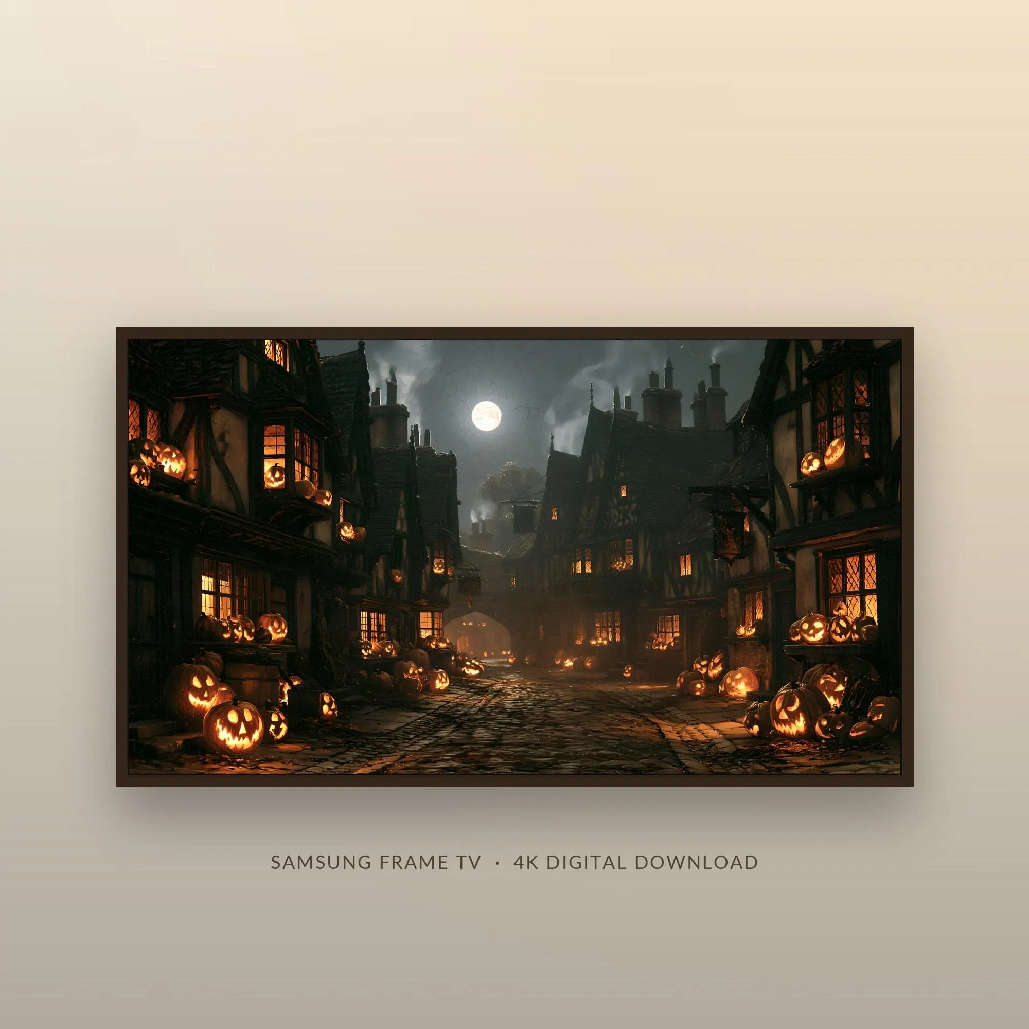 Witch Frame TV Art, Vintage Halloween Harvest Moon Oil Painting, Spooky Samsung Frame TV Digital Download, Dark Autumn Decor - image 4