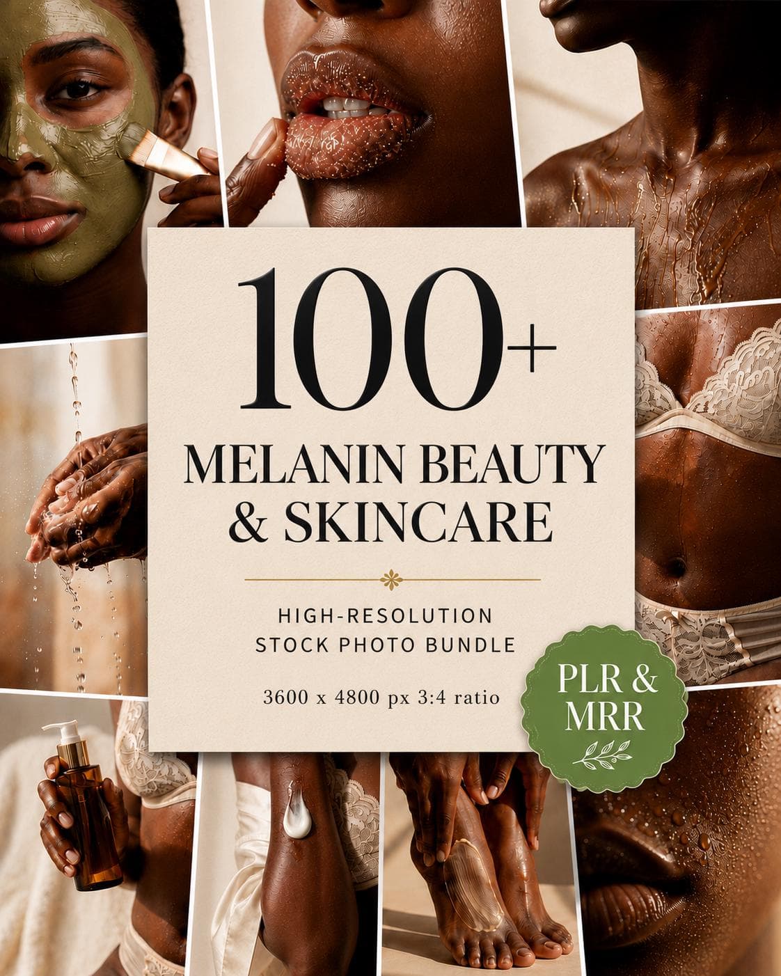Melanin Beauty Skincare Stock Photos MRR PLR, 109 Black Woman Faceless Beauty Images, Esthetician Instagram Photo Bundle - image 5