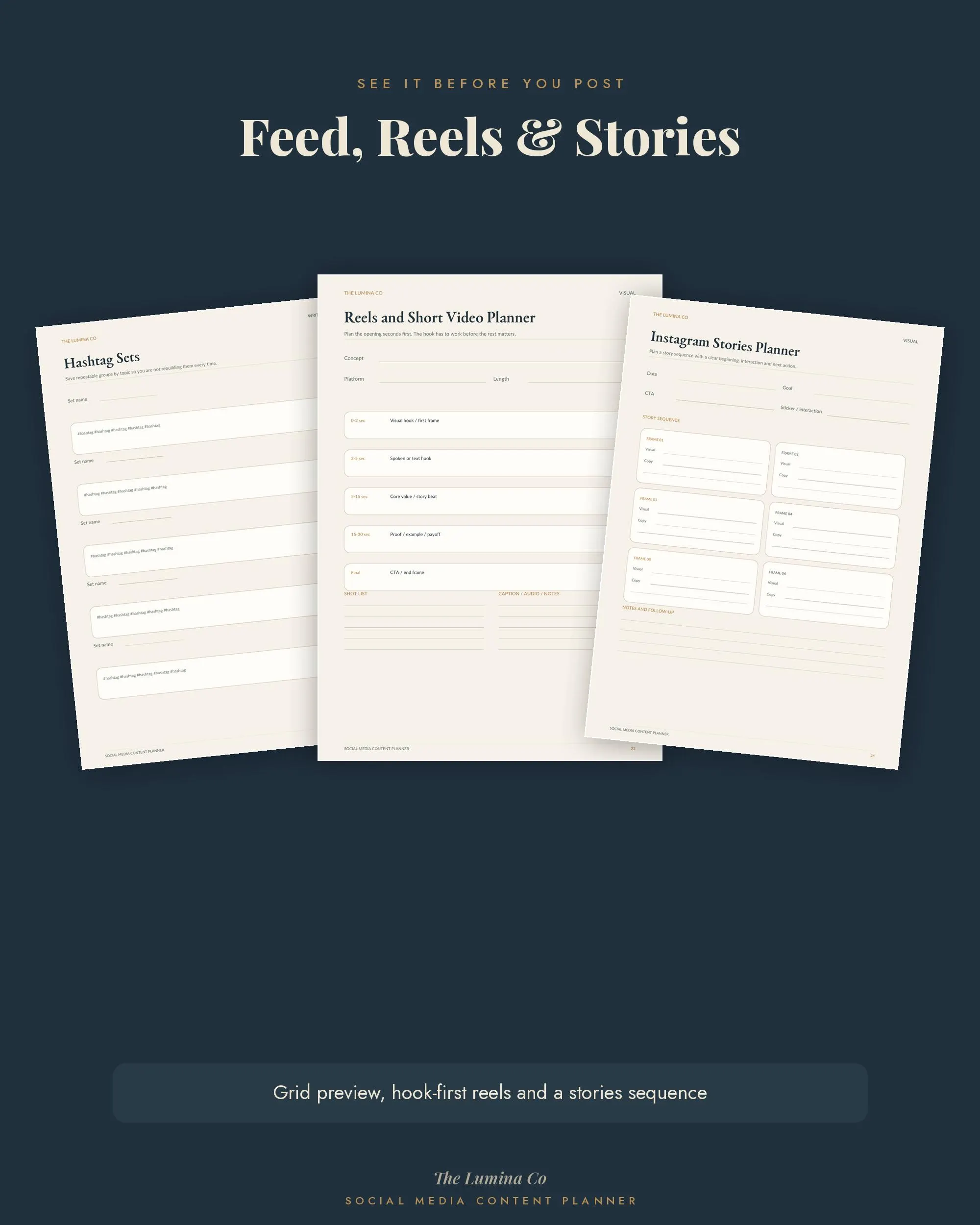 Social Media Content Planner Printable, Instagram Content Calendar PDF, Undated Post & Reels Planner, Digital GoodNotes, Content Creator Kit - image 5