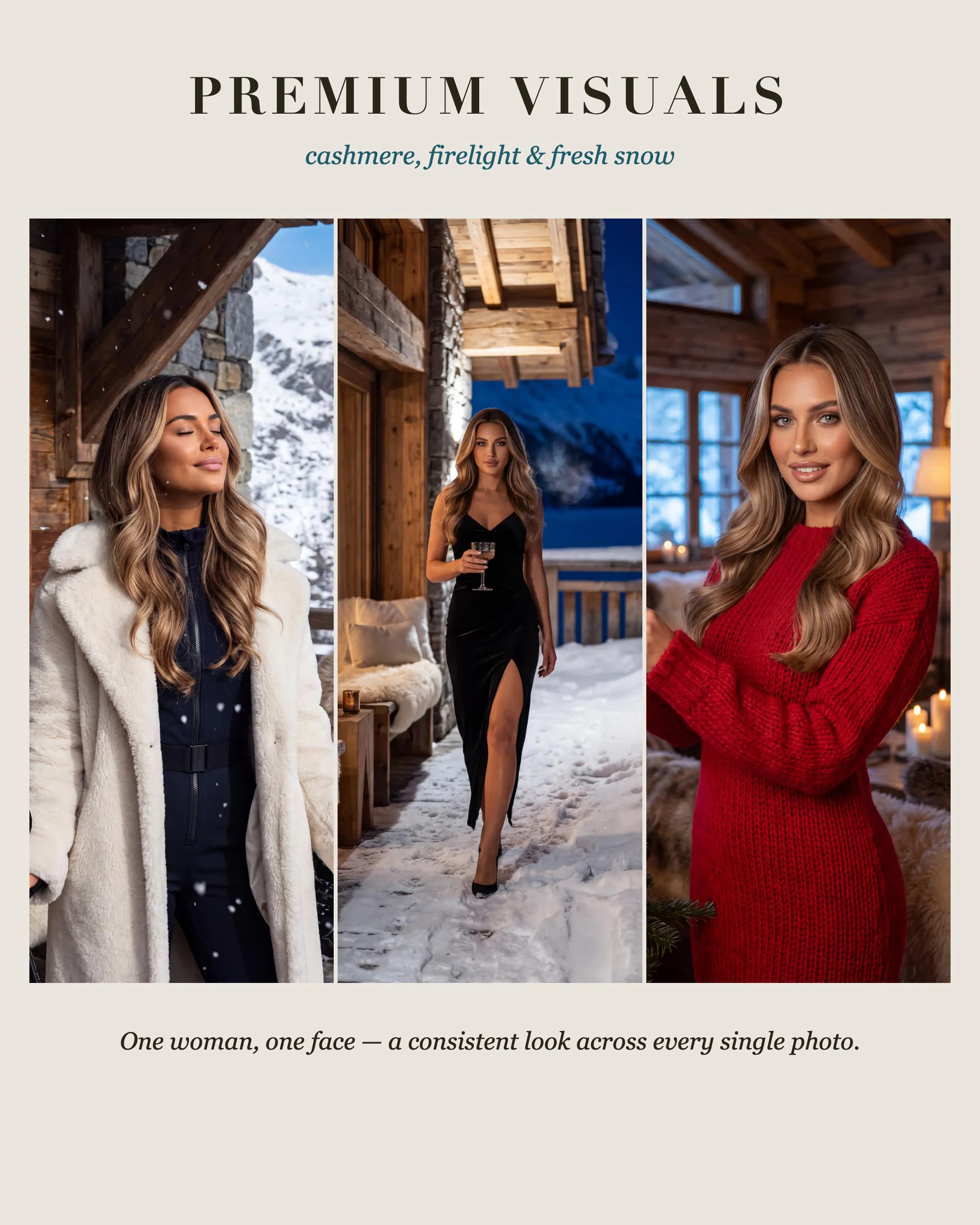 Winter AI Influencer Photos MRR PLR, 84 Apres Ski Alpine Chalet Lifestyle Images, Snow Mountain Instagram Photo Bundle - image 5