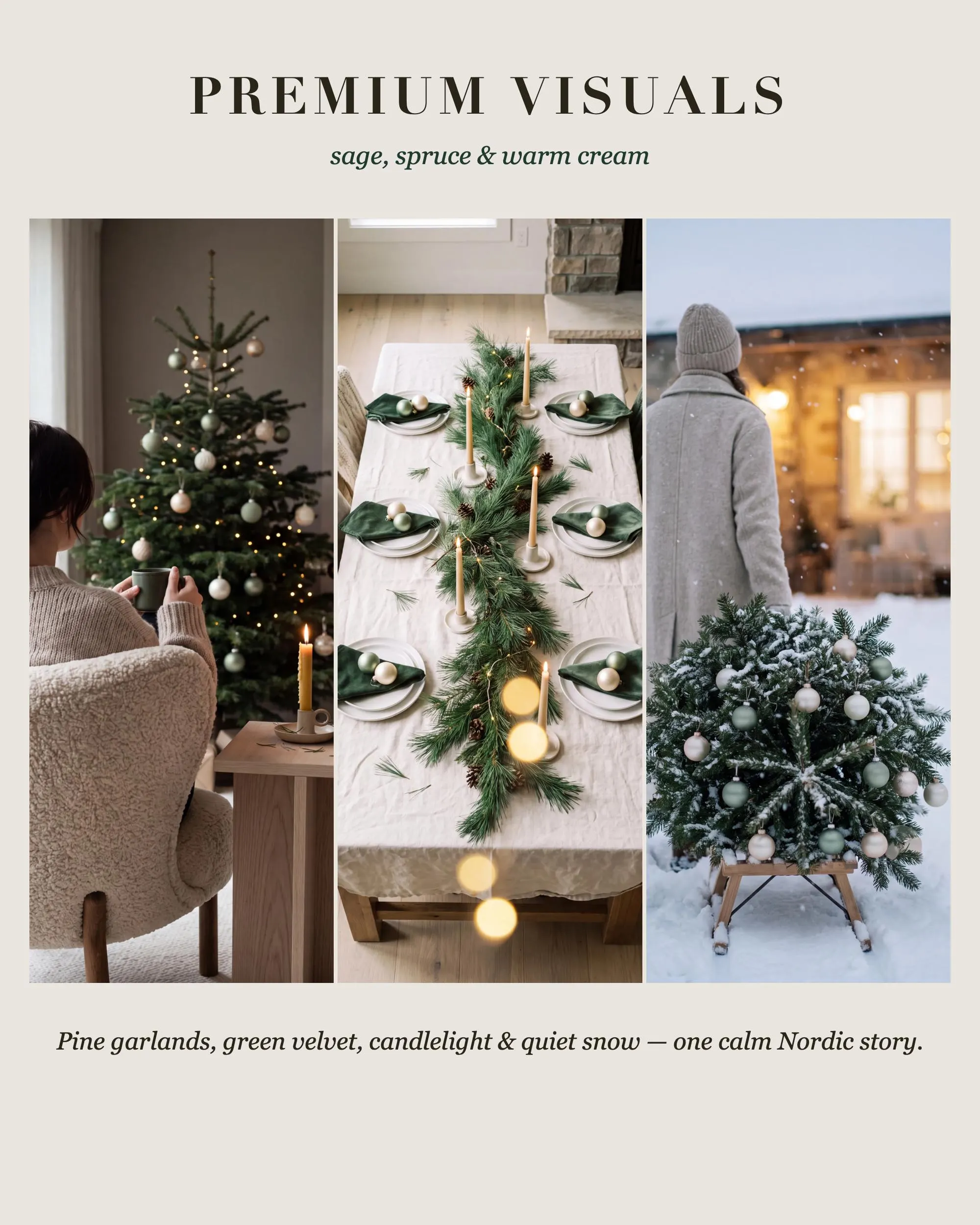 Christmas Stock Photos MRR PLR, 94 Nordic Scandi Sage Green Faceless Images, Cozy Holiday Instagram Photo Bundle - image 5