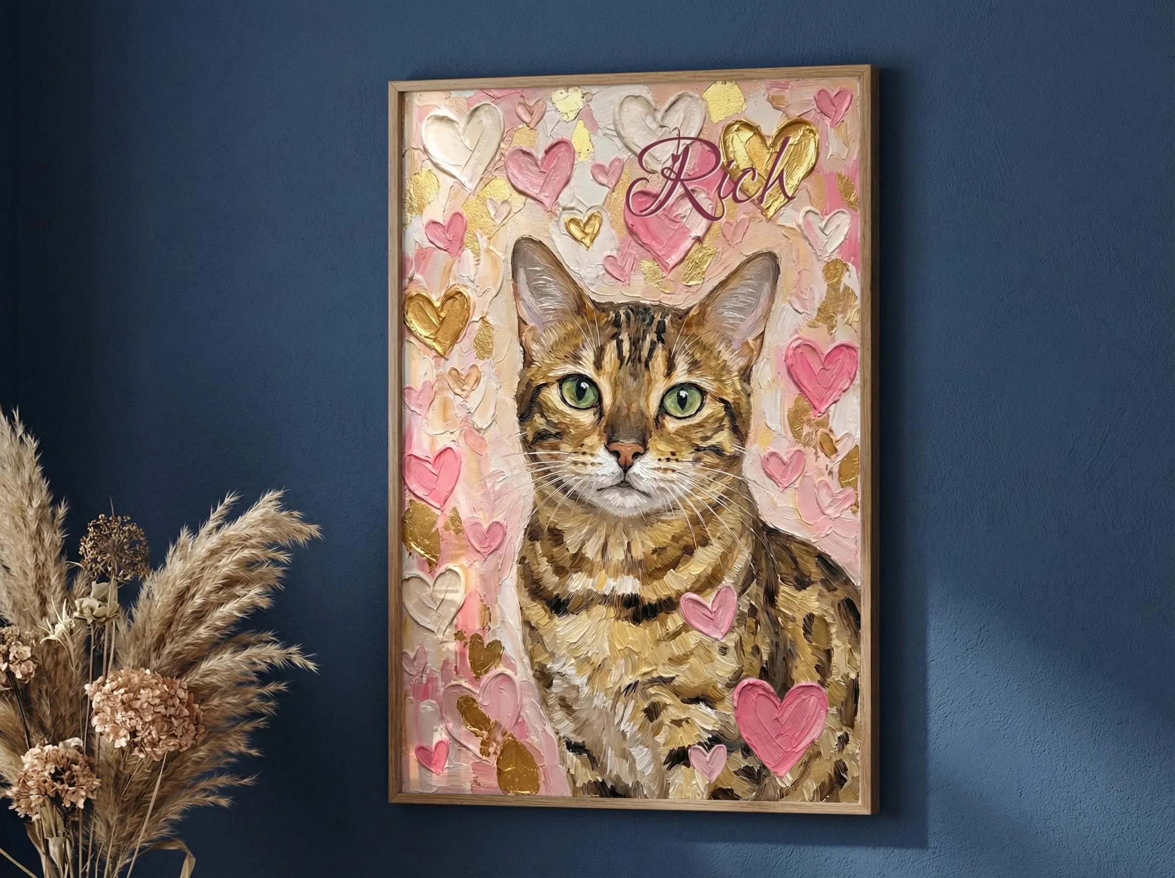 Custom Pet Portrait | Dopamine Coquette Decor | Oil Impasto Painting | Maximalist Cat Dog Personalized Gift | Pet Memorial Print
