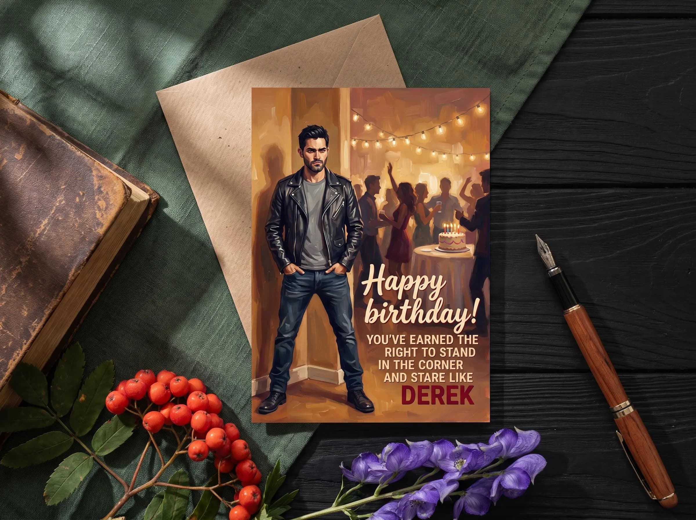 Introvert Birthday Card Printable | Derek Hale Teen Wolf Gift | Funny Quote Emotional Support | Werewolf Postcard | 30th Friend Birthday