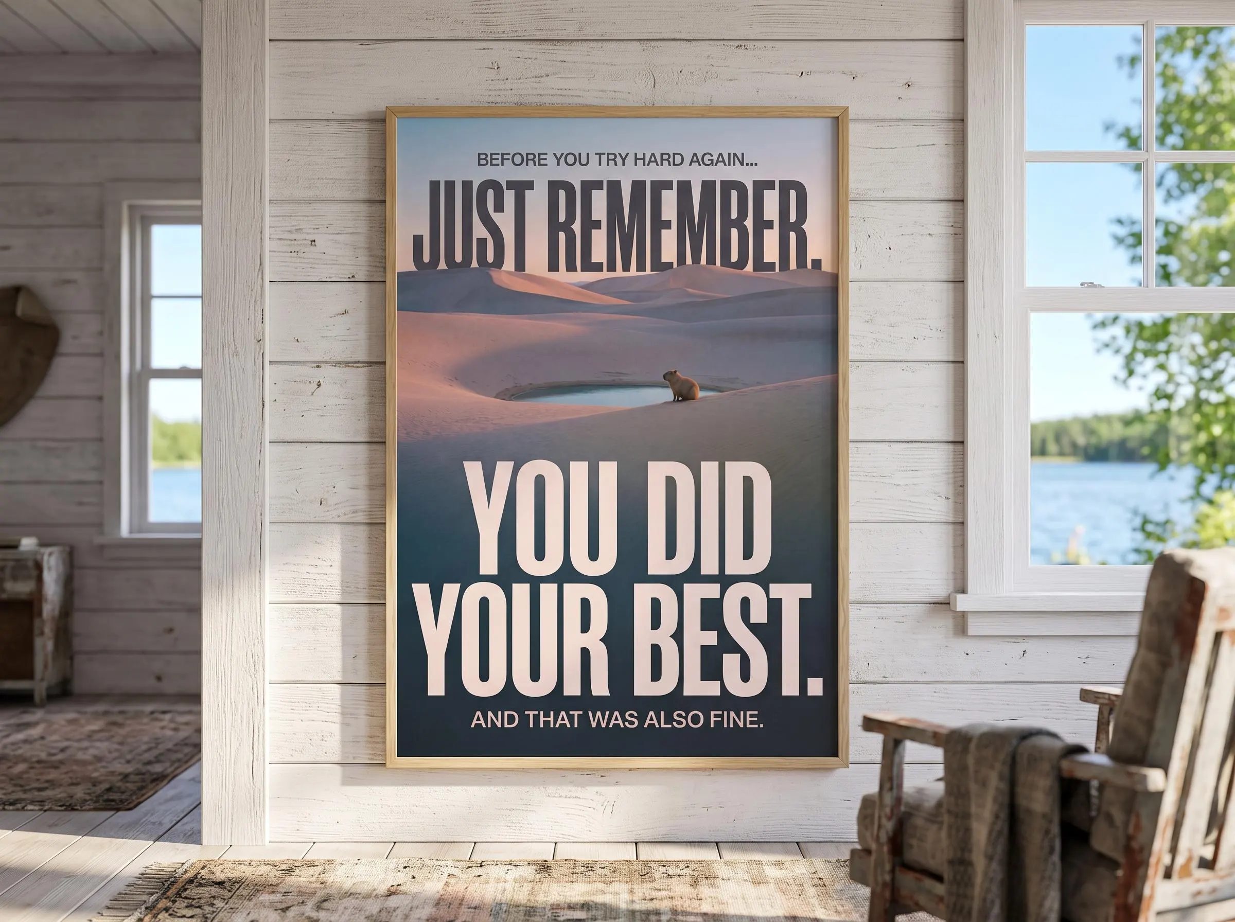 Motivation Wall Art Printable | Therapy Office Decor | Emotional Support Poster | Mental Health Desert Print | Capybara Above Bed Decor