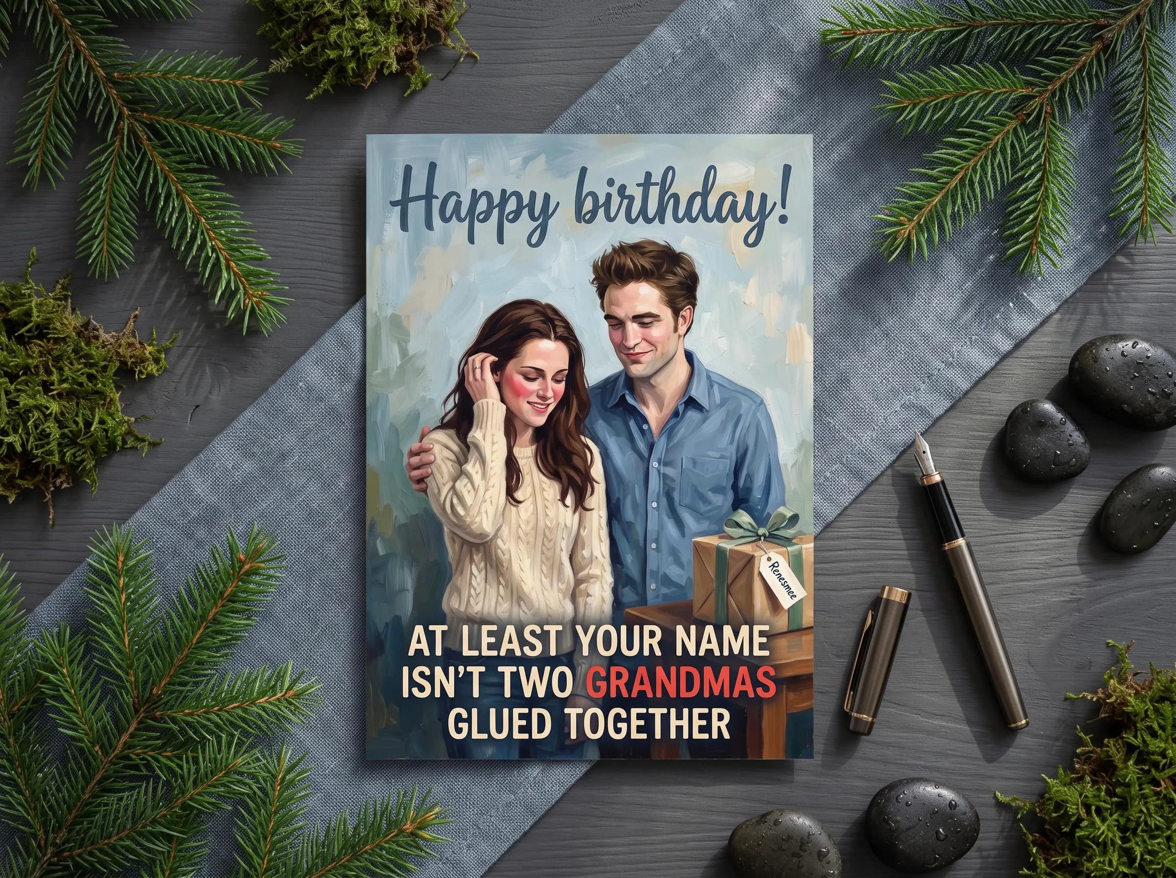 Funny Birthday Card Printable | Twilight Renesmee Joke | Bella Swan Edward Cullen | Twilight Gift Funny Quote | 25th 30th Postcard Digital