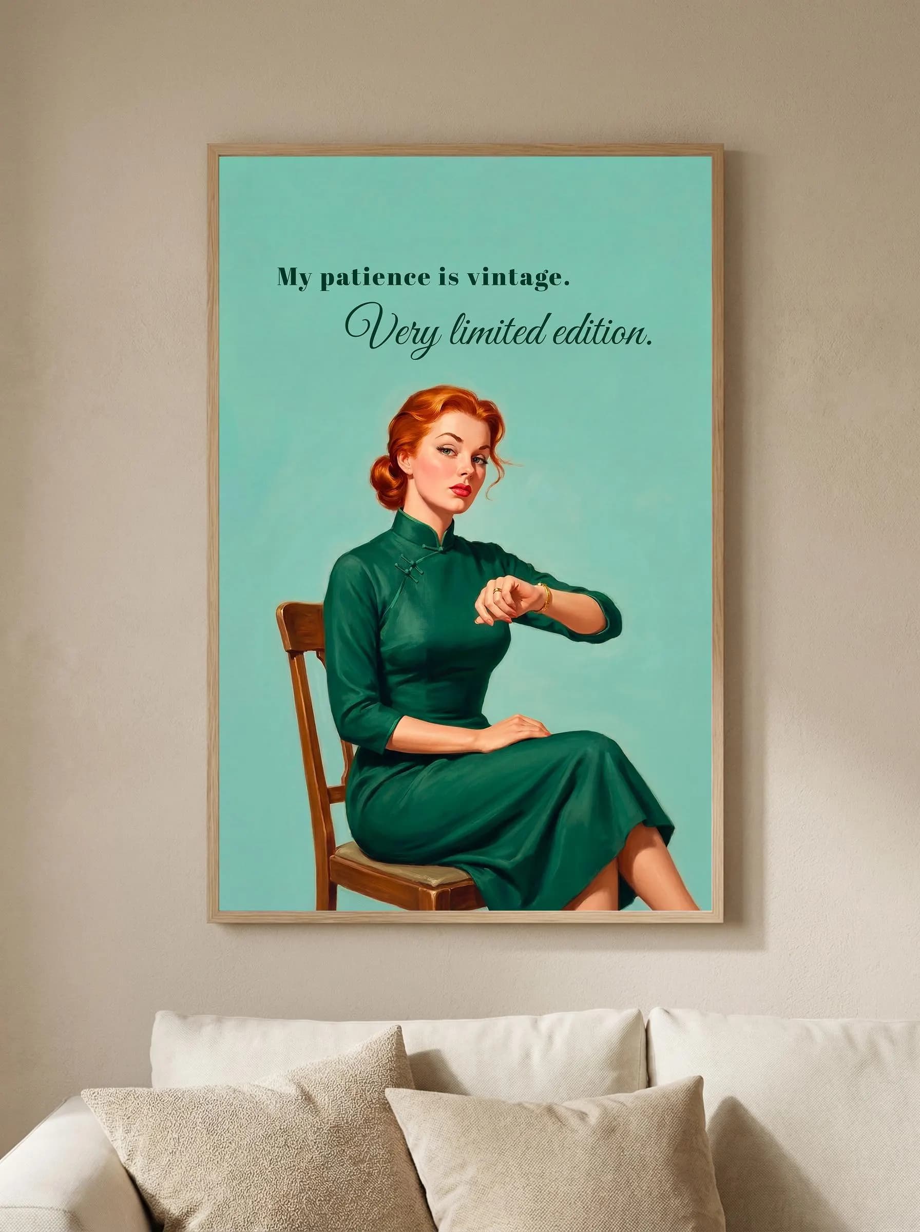 Sassy Retro Wall Art | Redhead Pin Up Poster | Funny Office Decor for Women | Vintage Sarcastic Print | Coworker Birthday Gift Digital