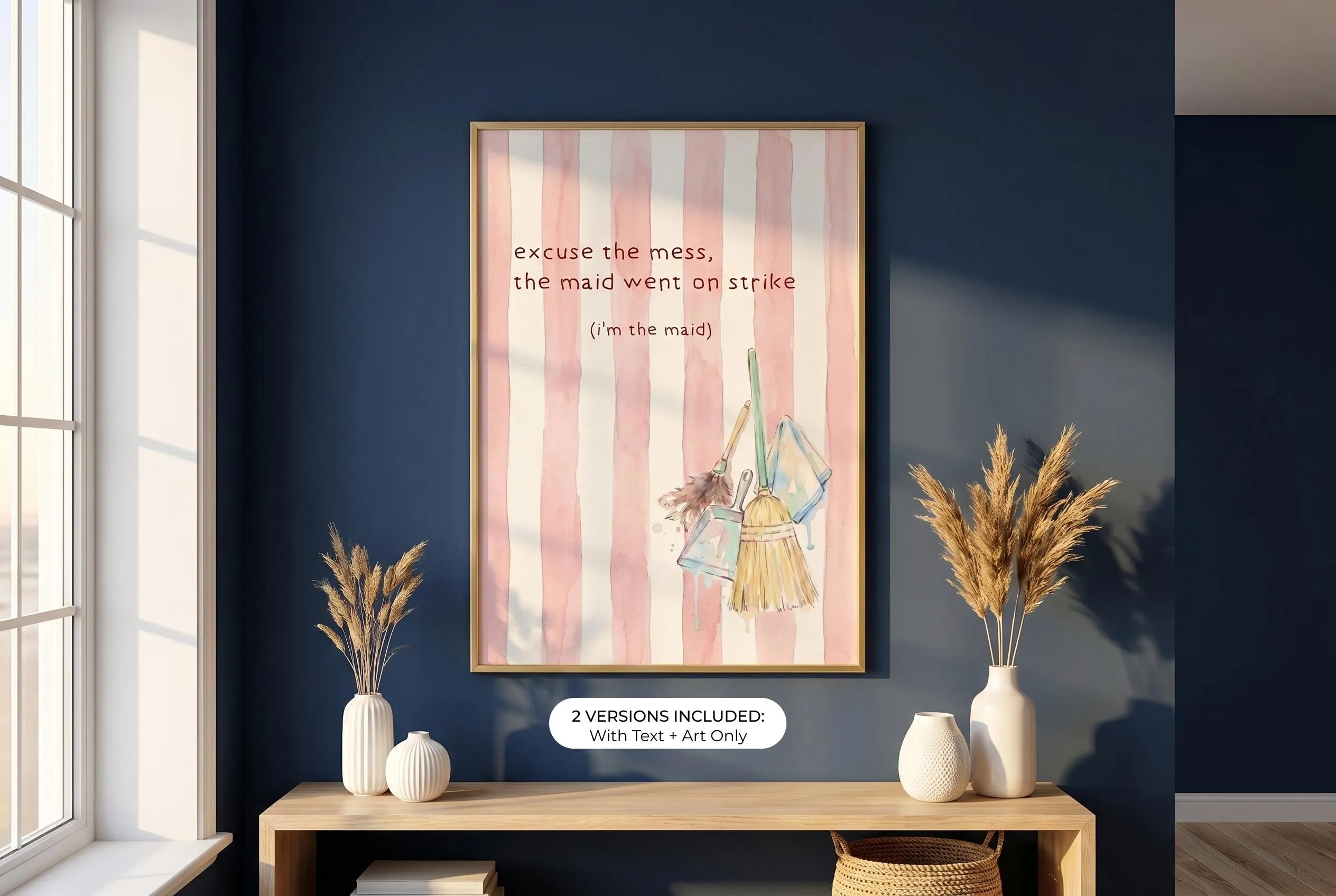 Hand Drawn Typography Poster | Minimalist Wall Art | Above Bed Decor | Trending Now | Gift For Yourself | Stripes Print