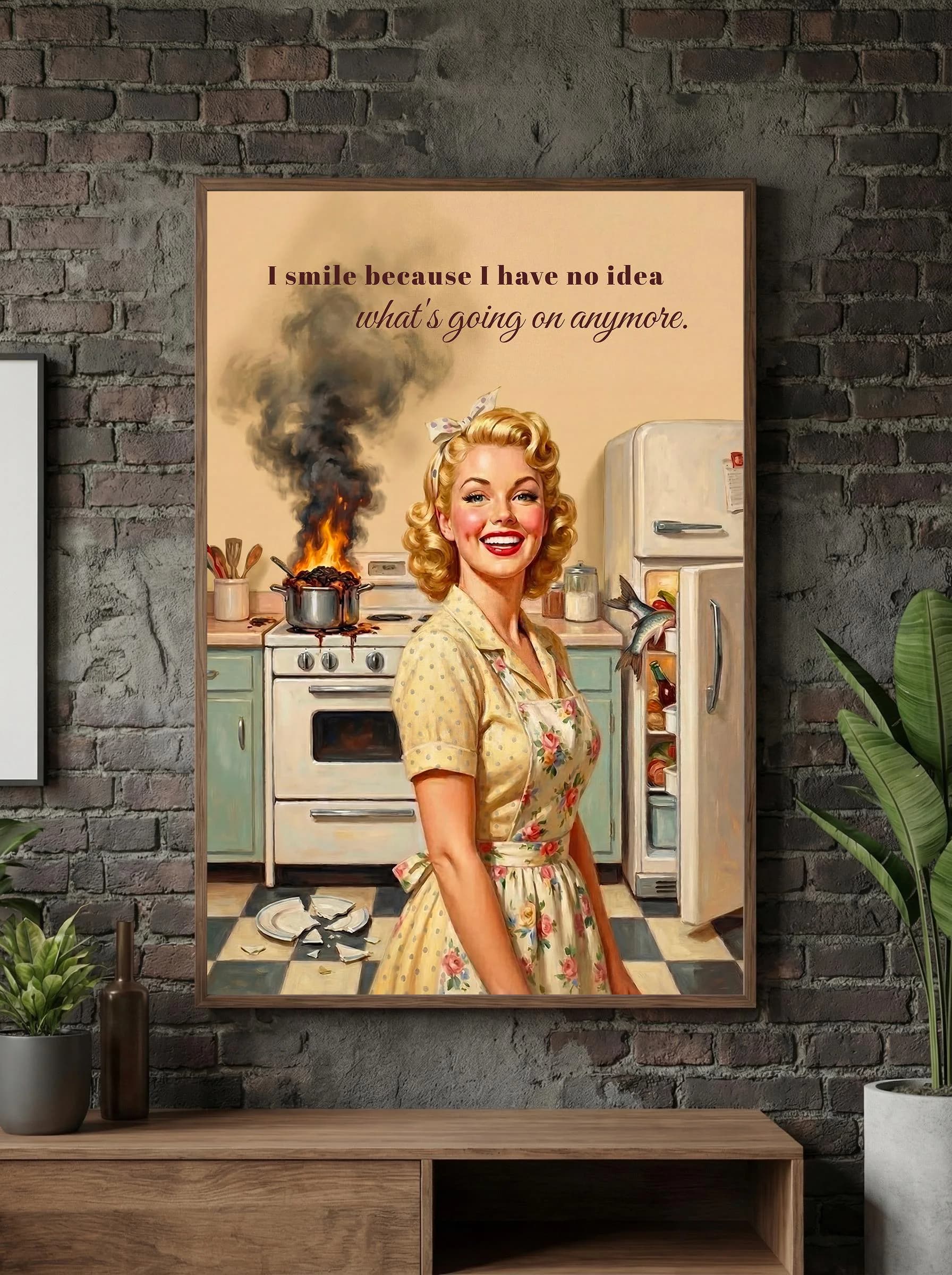 Pin Up Poster | Vintage Posters | Retro Housewife | Apartment Wall Art | Gift for Yourself | Adulting Is Hard