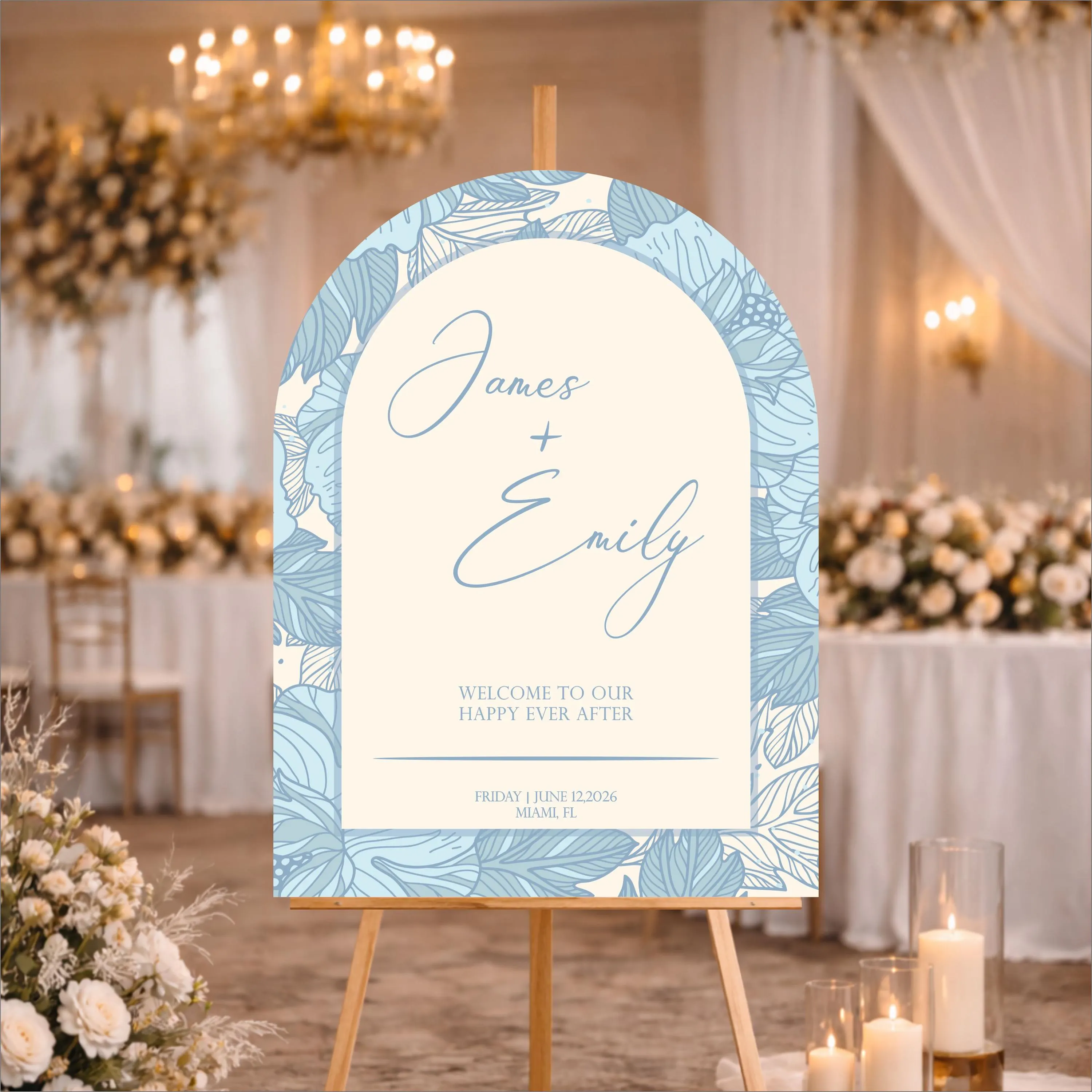 Printed Acrylic Arch Wedding Welcome Sign | Minimalist Custom Entrance Décor