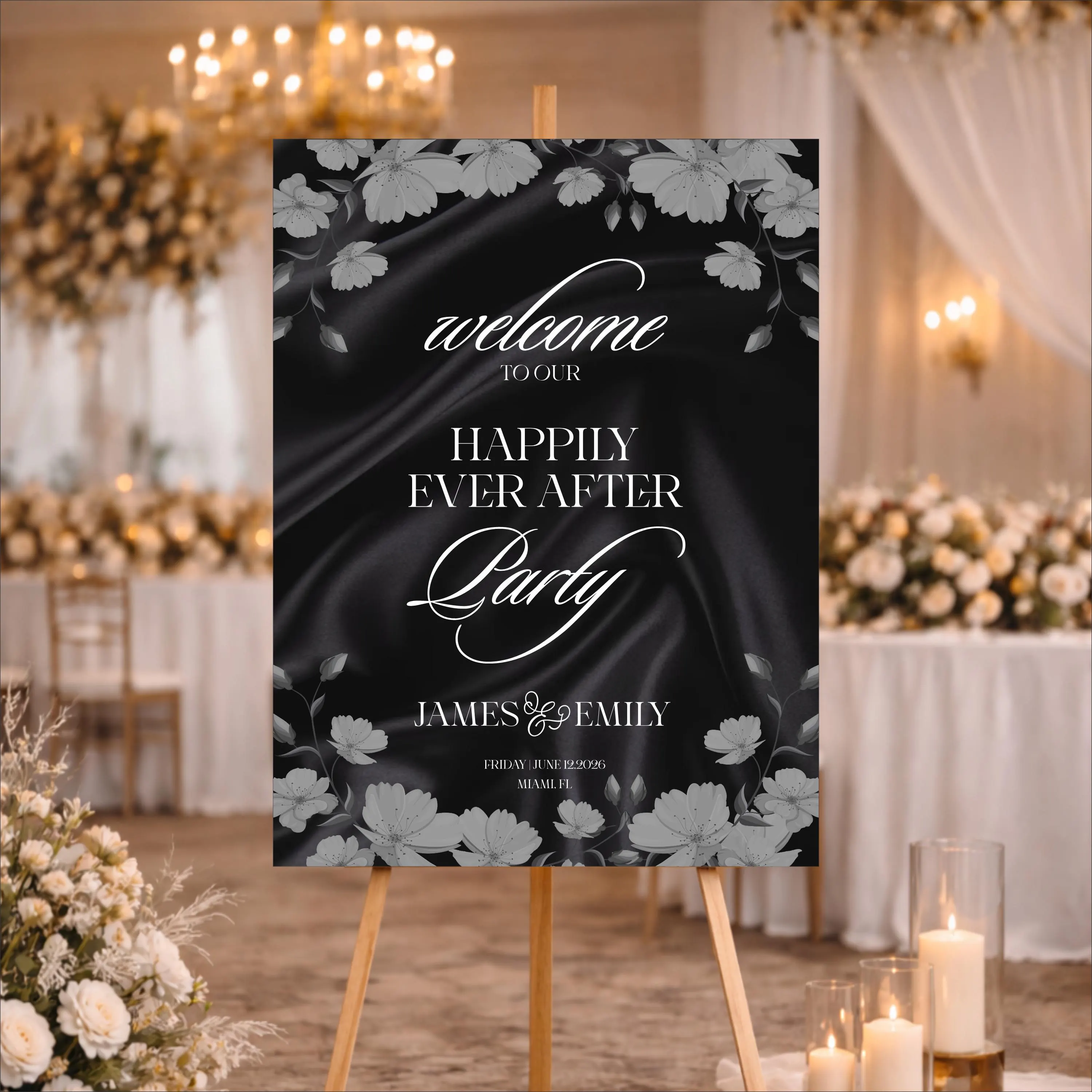 Floral Acrylic Wedding Welcome Sign | Custom Event Entrance Decor