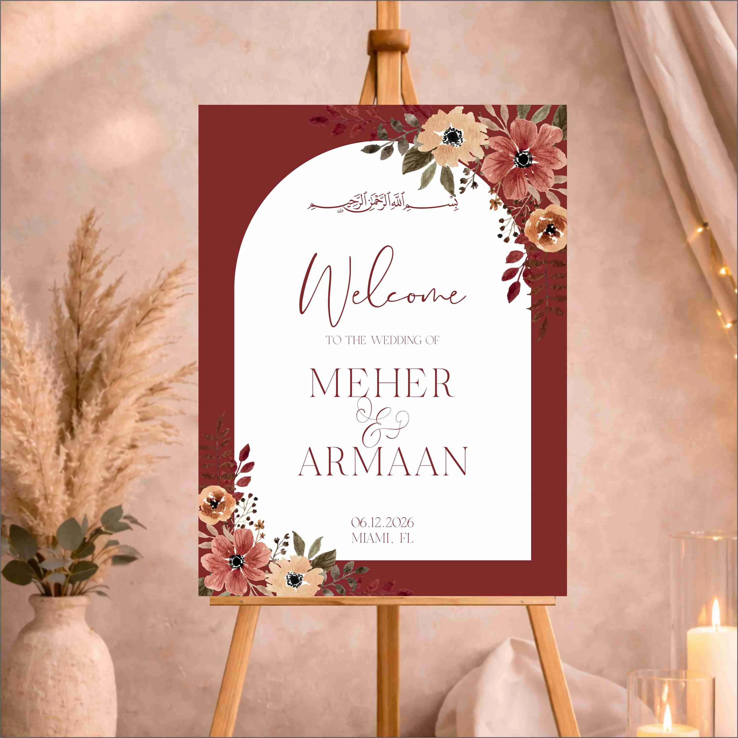 Floral Acrylic Printed Wedding Welcome Sign | Modern Entrance Sign | Floral Entrance Sign - image 4