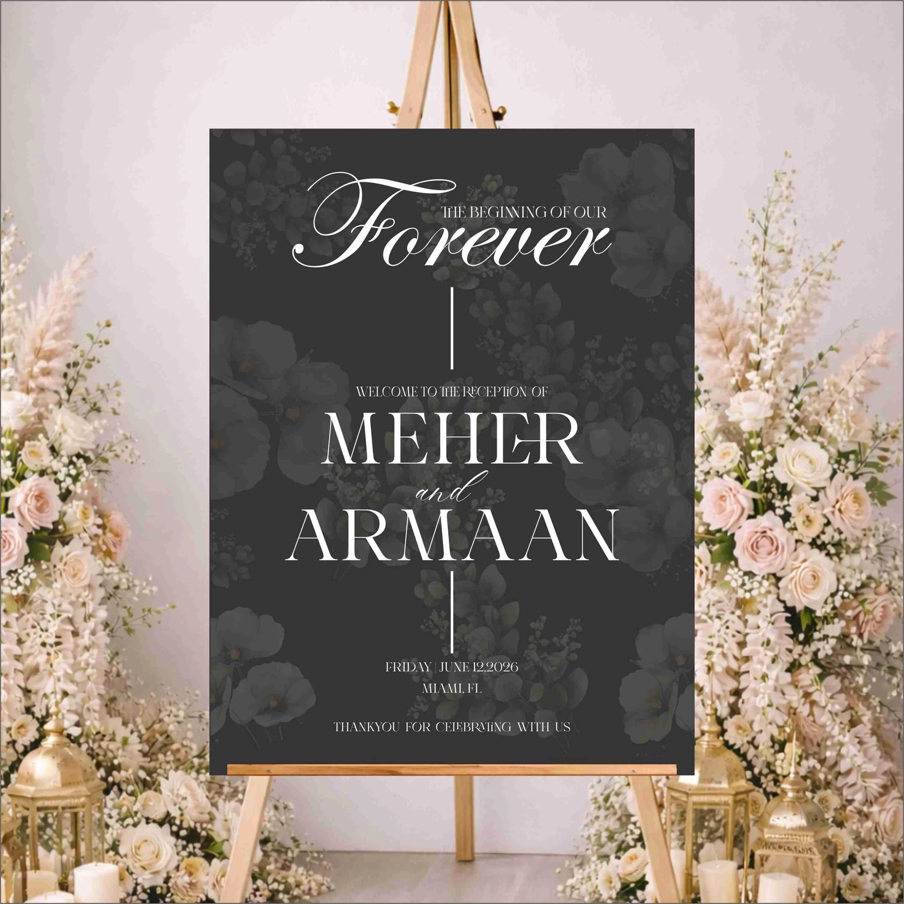 Custom Acrylic printed Wedding Welcome Sign | Black Reception Entrance Sign - image 4