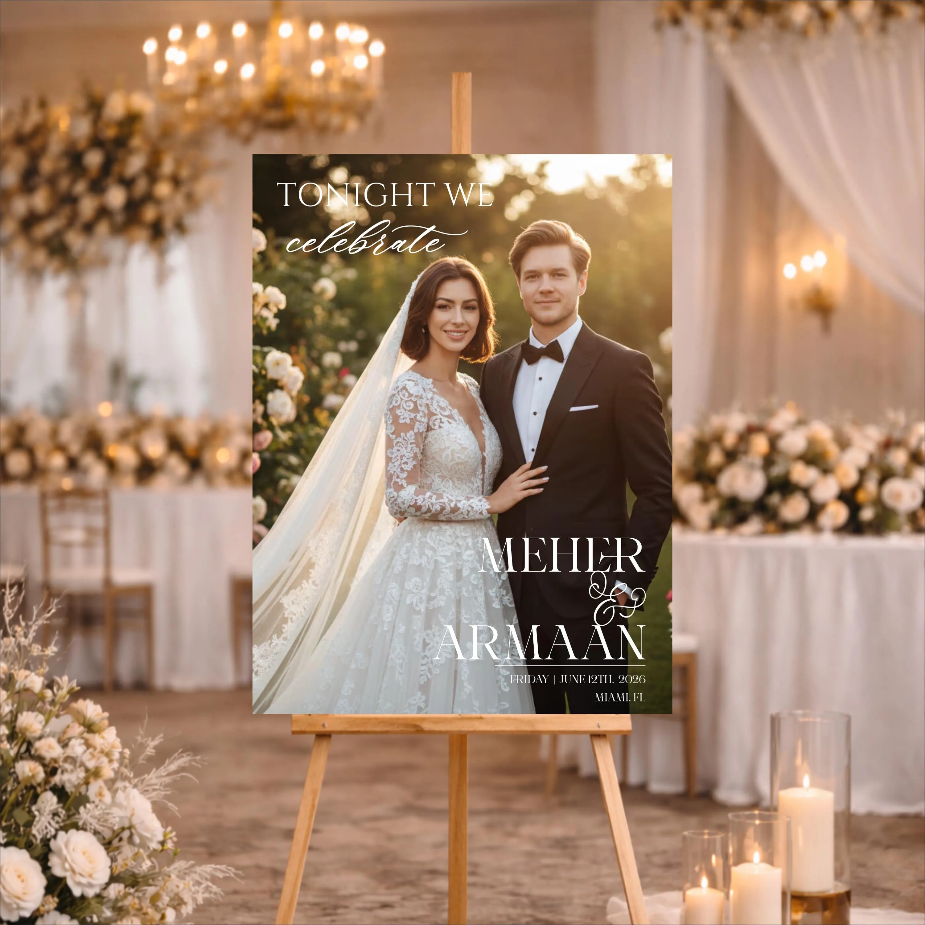 Custom Printed Acrylic Wedding Welcome Sign | Elegant Event Decor