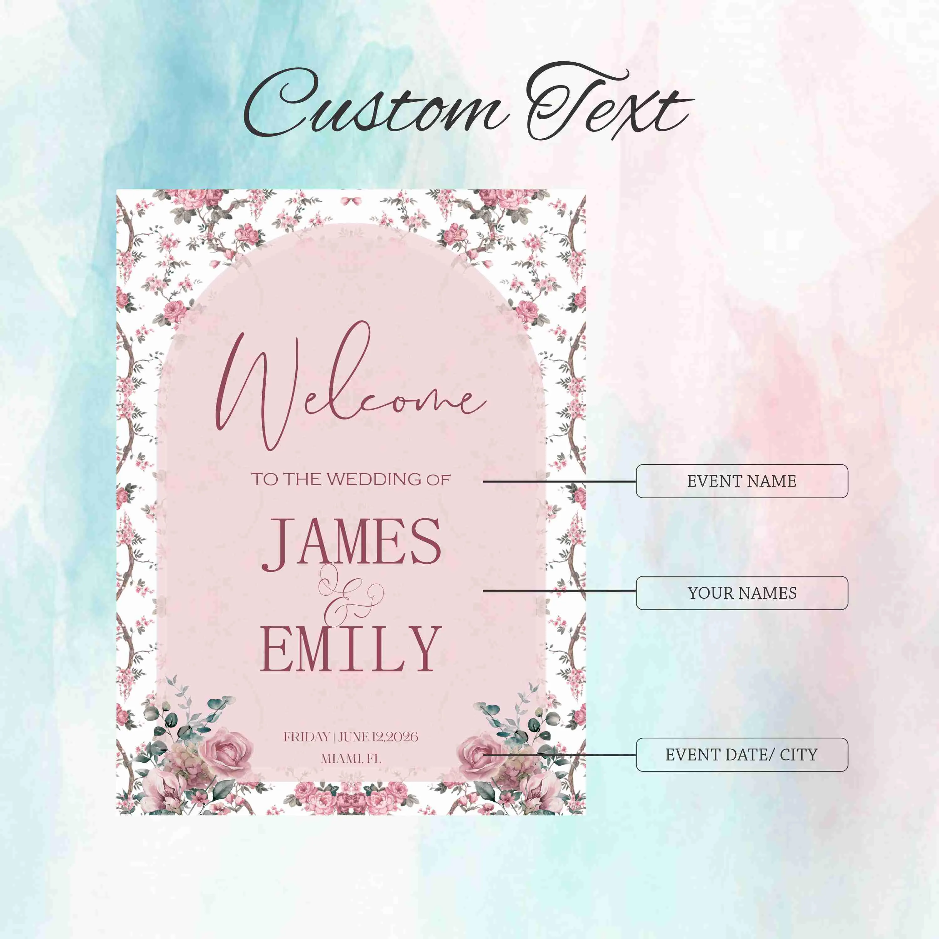 Floral Acrylic Wedding Welcome Sign | Minimalist Custom Entrance Décor - image 3