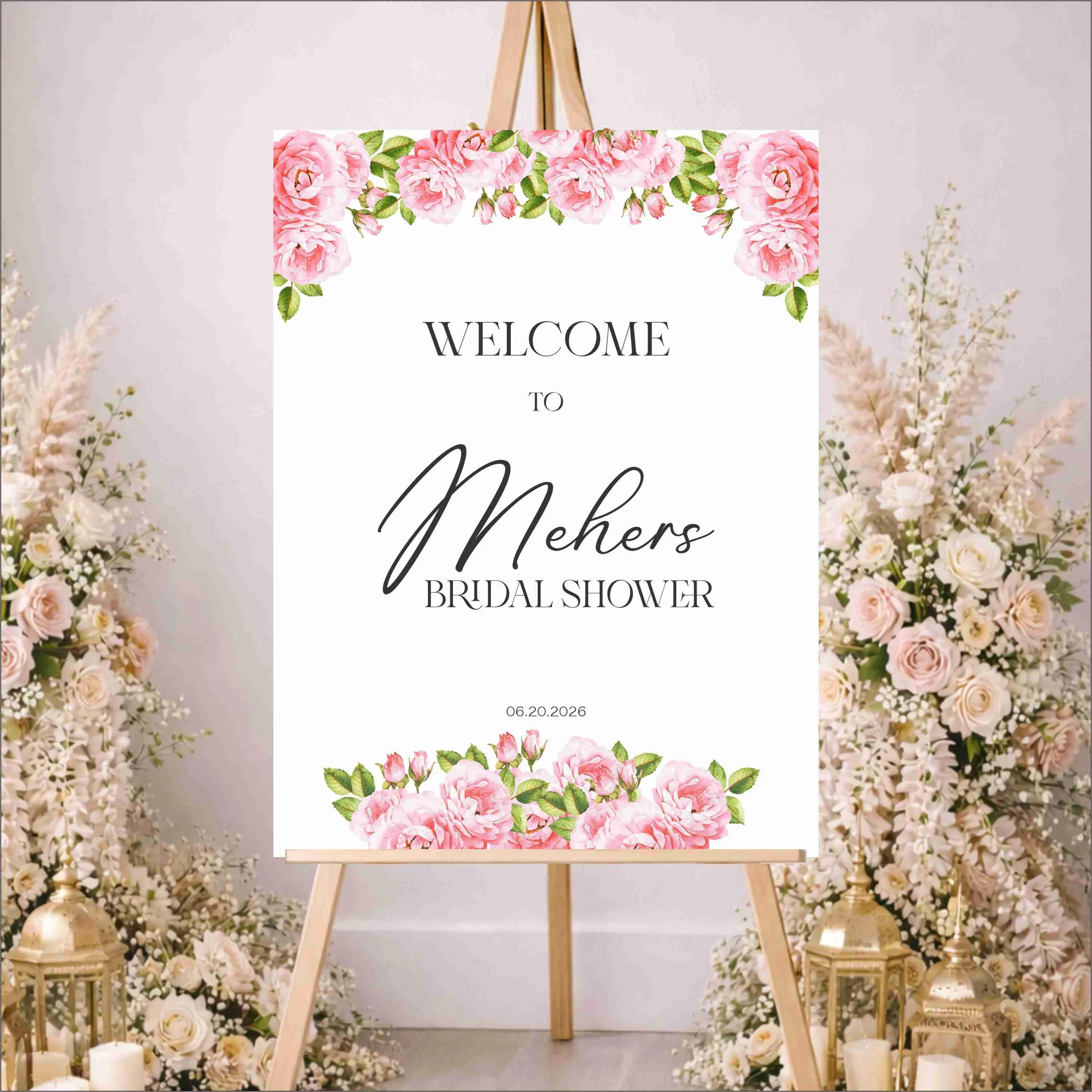 Printed Acrylic Bridal Shower Welcome Sign | Pink Floral Design - image 4