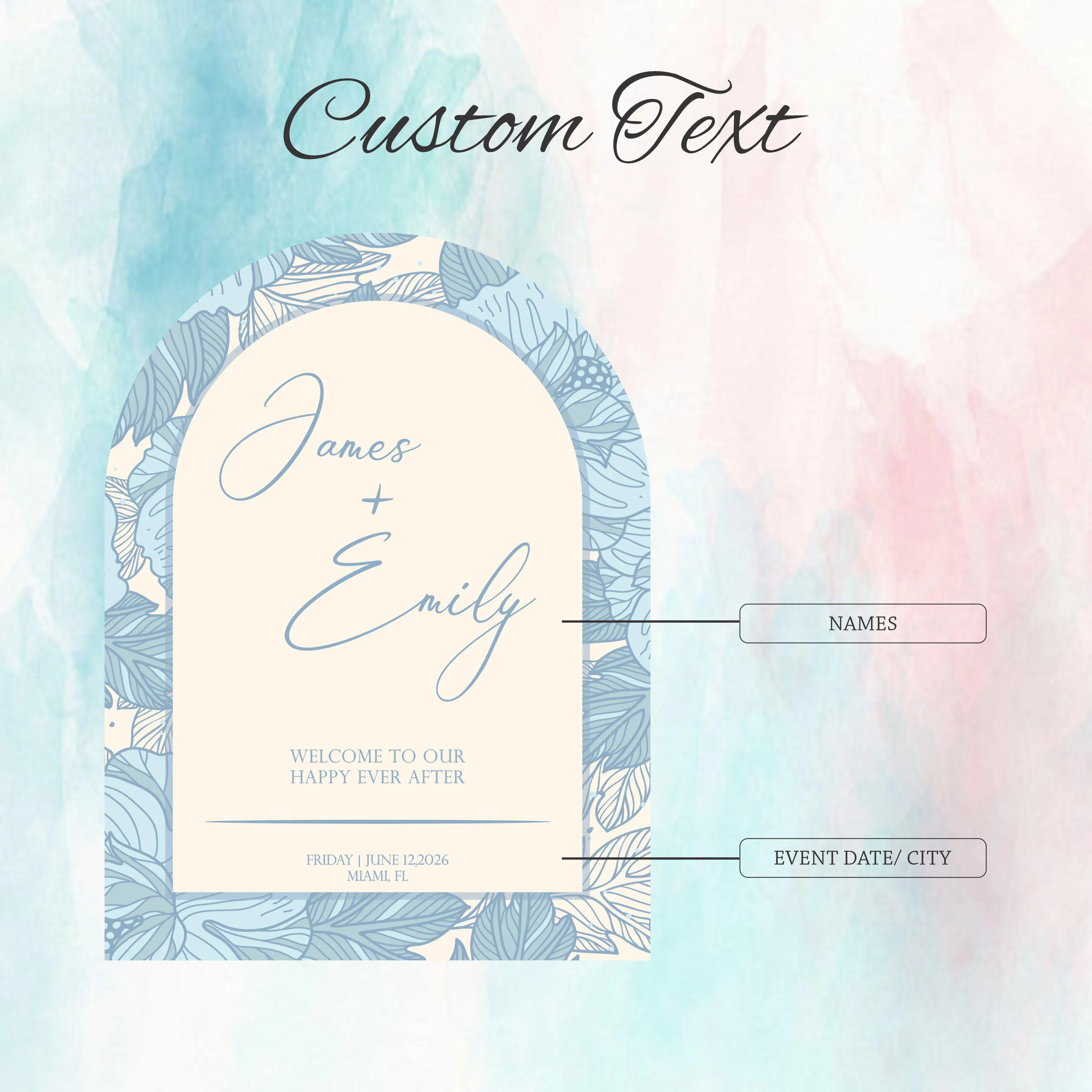 Printed Acrylic Arch Wedding Welcome Sign | Minimalist Custom Entrance Décor - image 3