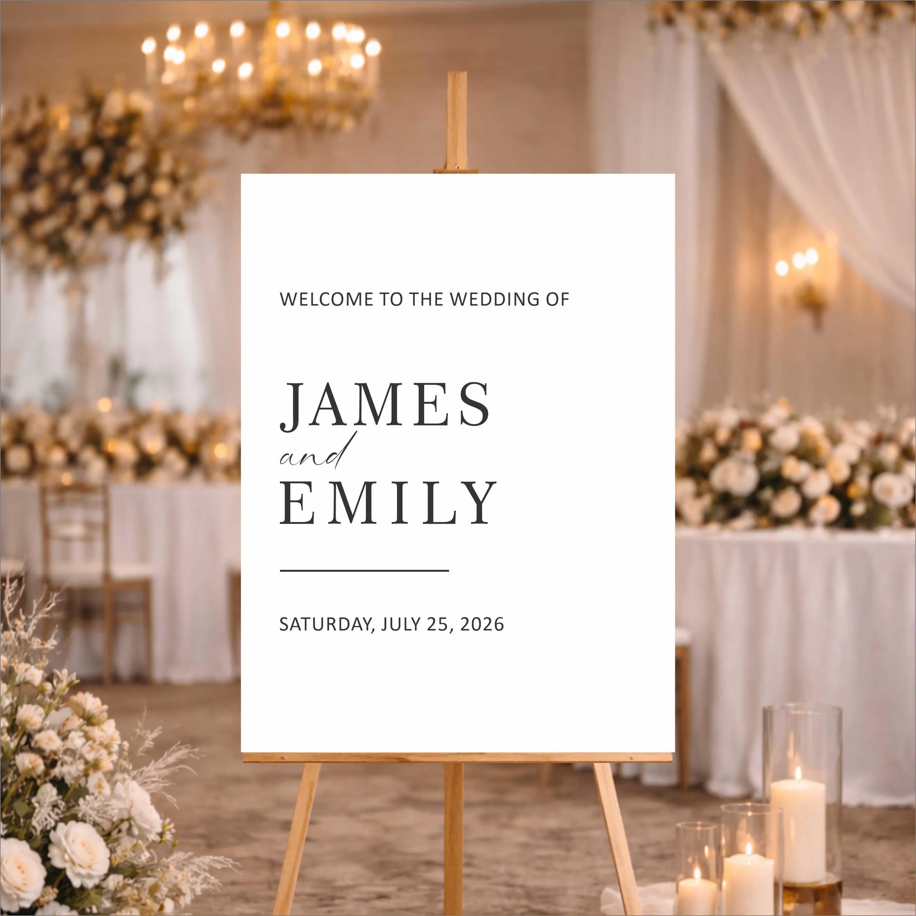 Acrylic Printed Wedding Welcome Sign | Modern Entrance Wedding Sign