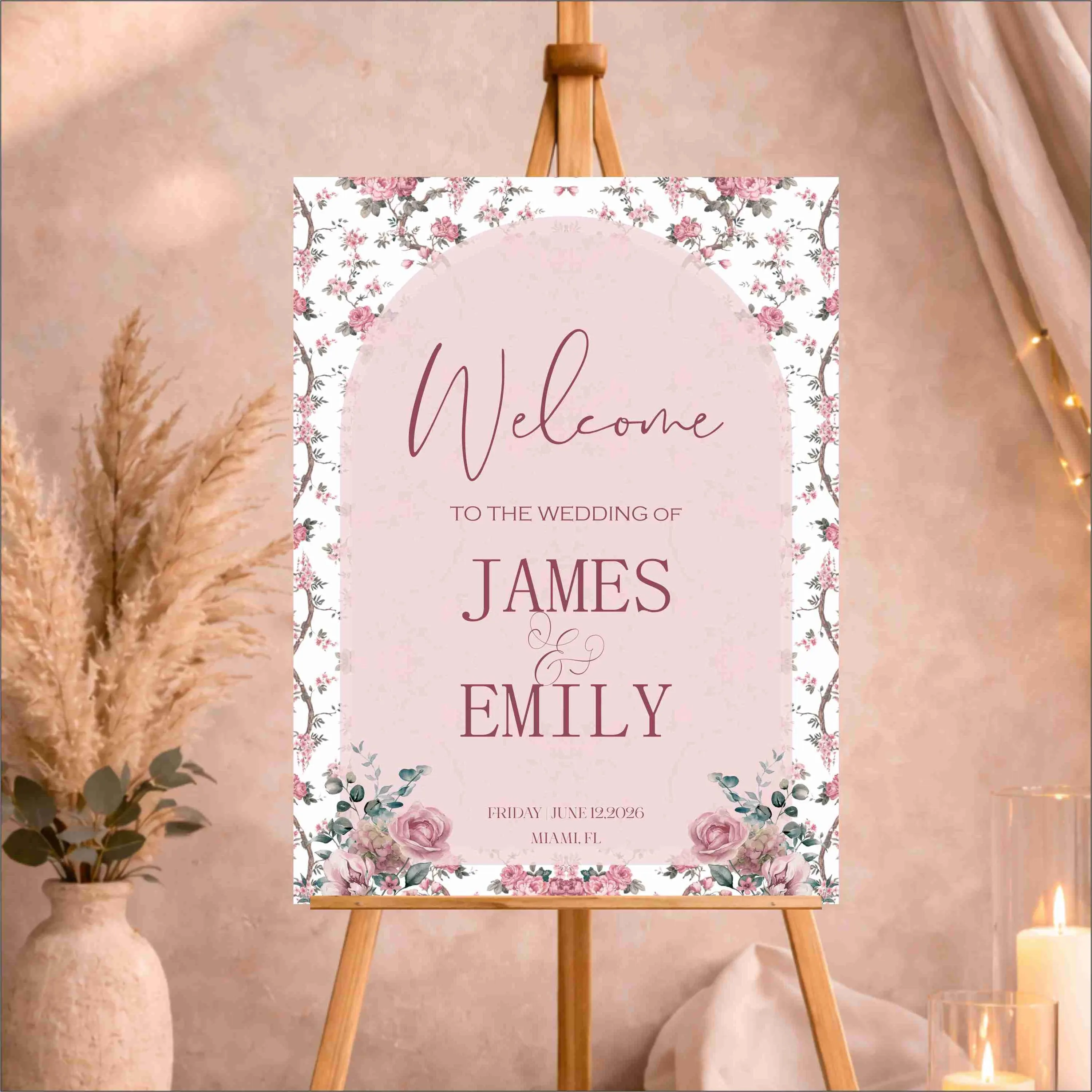 Floral Acrylic Wedding Welcome Sign | Minimalist Custom Entrance Décor - image 4