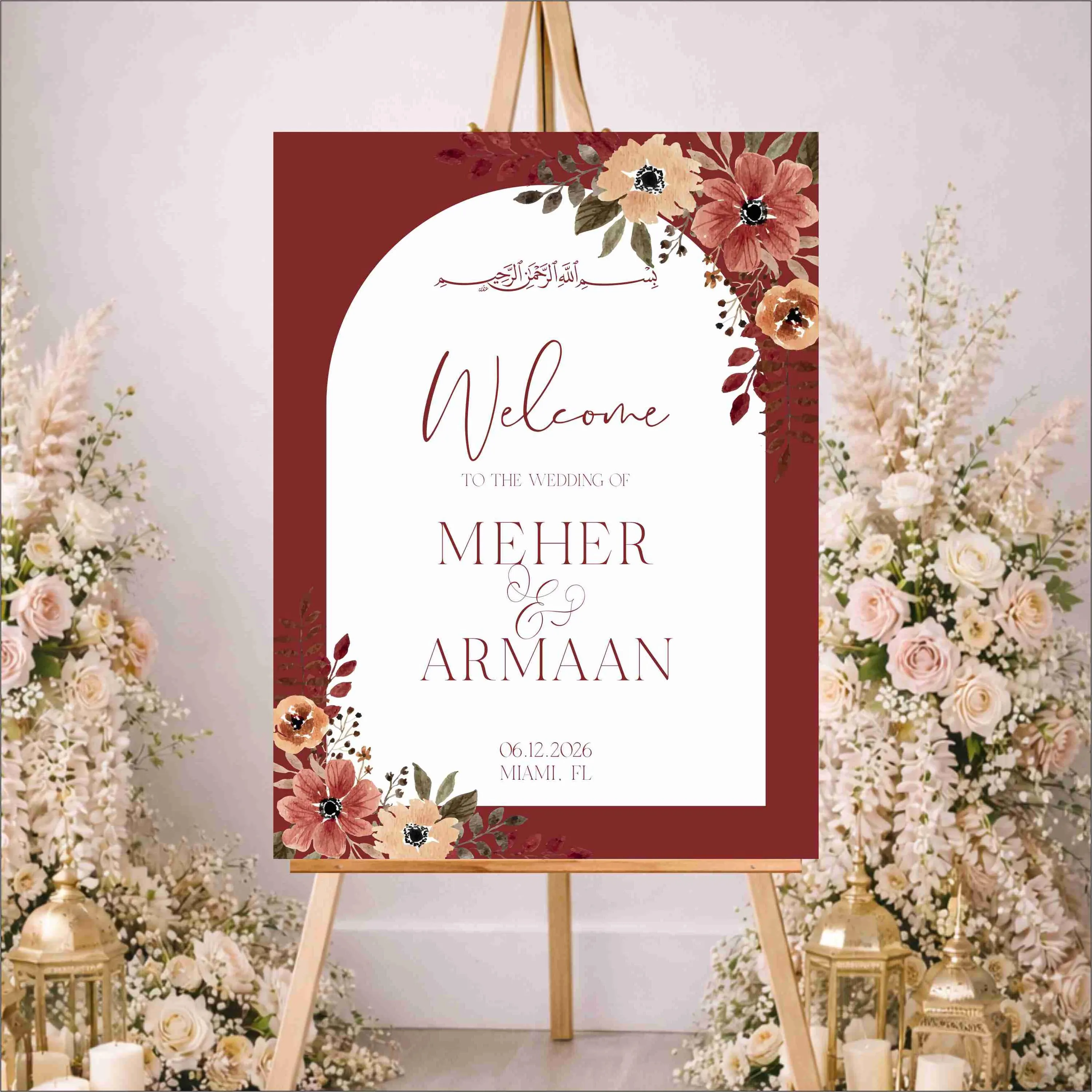 Floral Acrylic Printed Wedding Welcome Sign | Modern Entrance Sign | Floral Entrance Sign - image 5