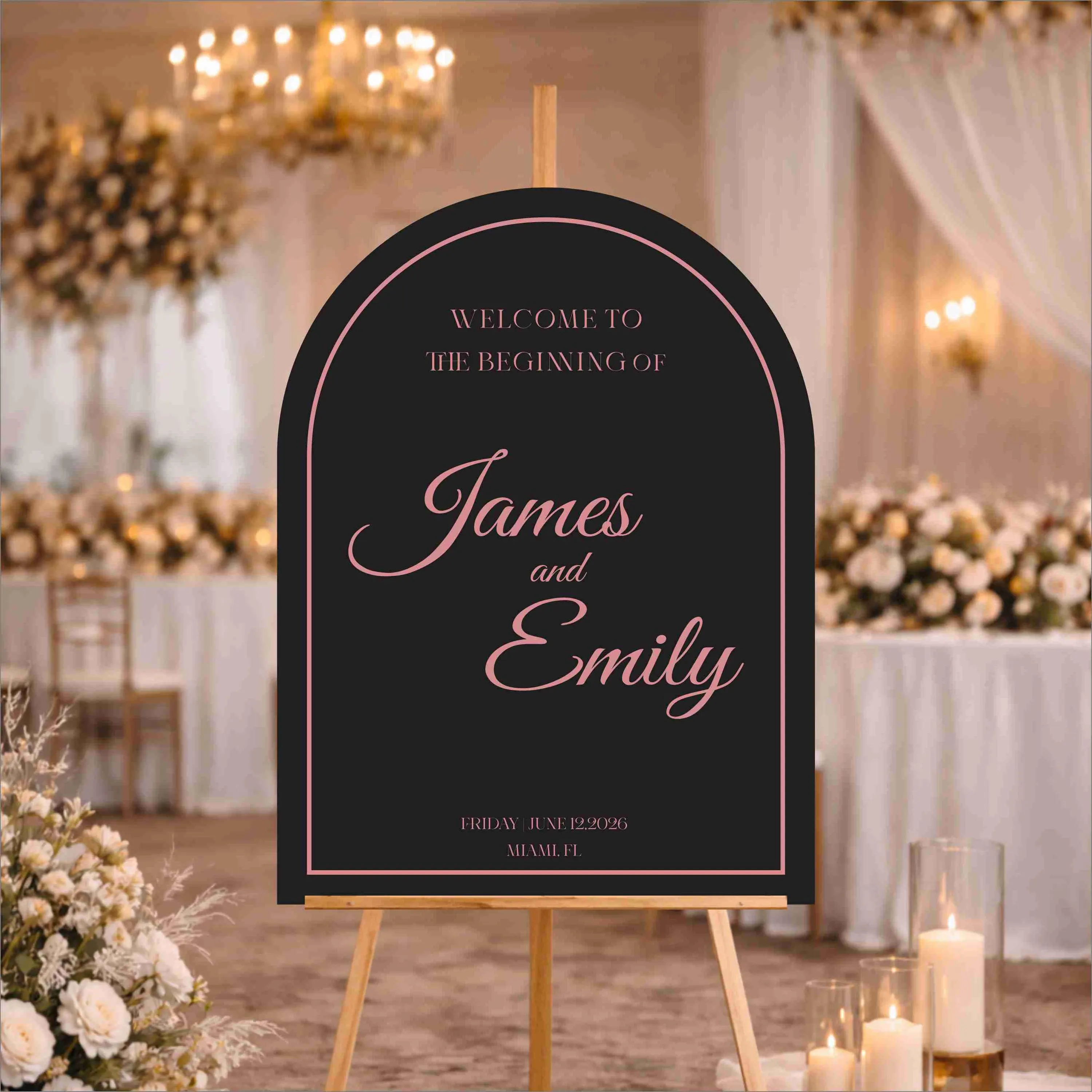 Custom Printed Acrylic Wedding Welcome Sign | Modern Elegant Event Decor