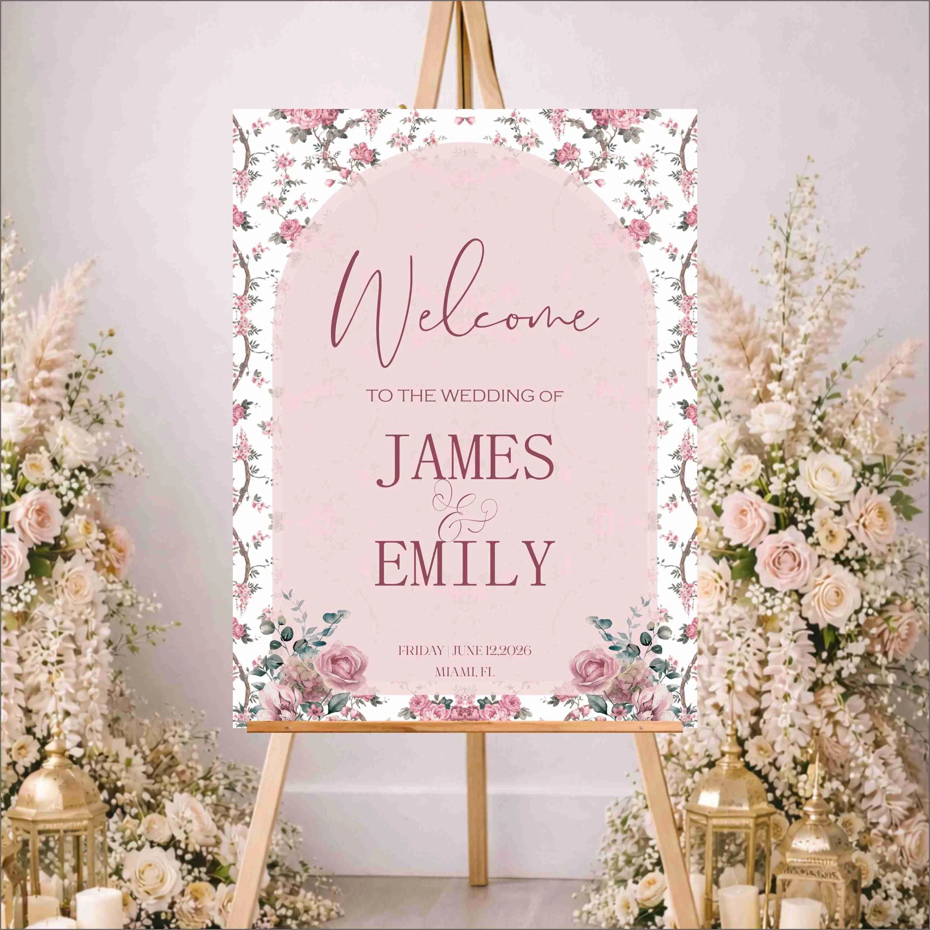 Floral Acrylic Wedding Welcome Sign | Minimalist Custom Entrance Décor - image 5