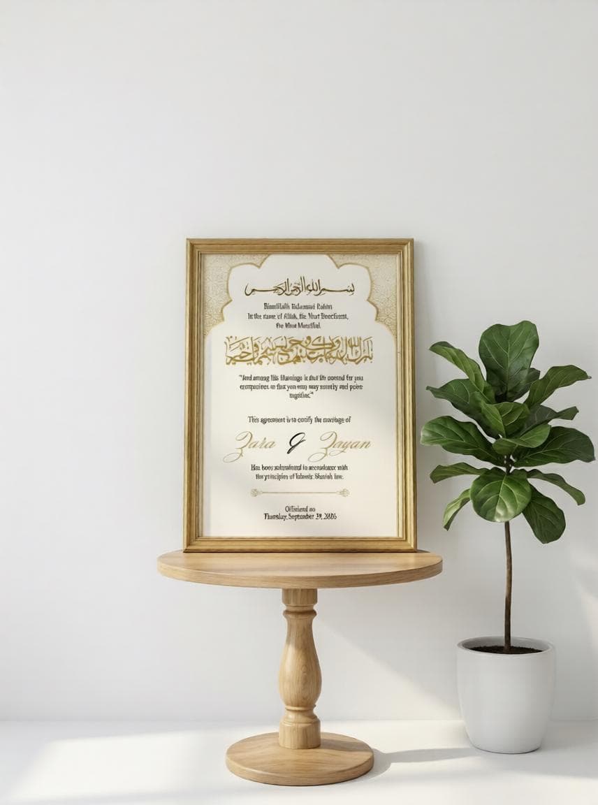 Luxury Nikkah Certificate Canva Template – Editable Gold Islamic Nikah Nama, Digital Muslim Wedding Contract, Instant Download - image 5