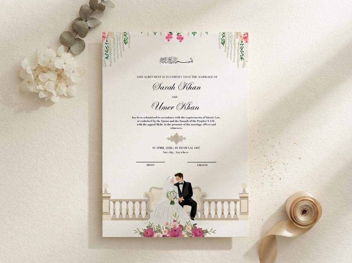 Minimal Nikkah Card, Islamic Wedding Invitation, Muslim Wedding Invite, Arabic Wedding Invitation, Nikkah Invitation, Canva Editable - image 3