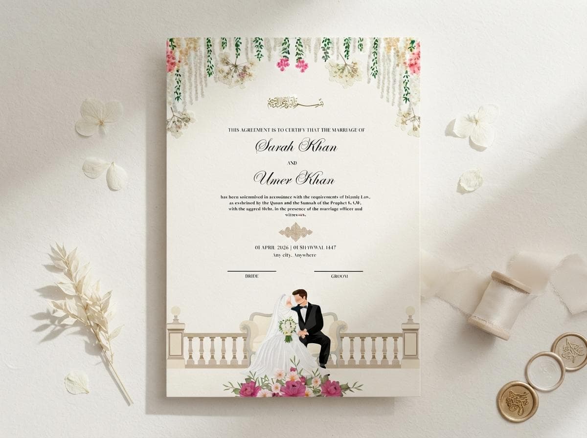 Minimal Nikkah Card, Islamic Wedding Invitation, Muslim Wedding Invite, Arabic Wedding Invitation, Nikkah Invitation, Canva Editable