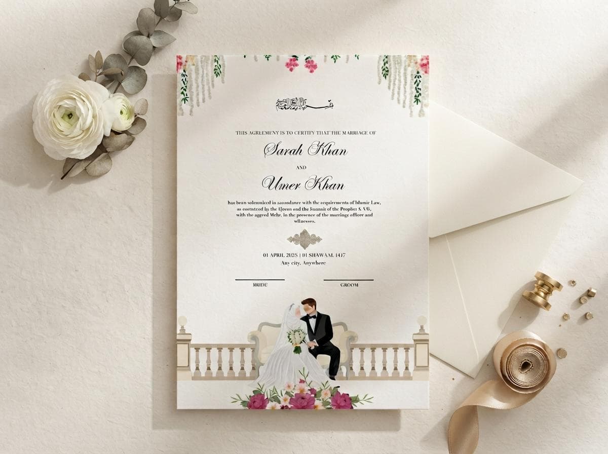 Minimal Nikkah Card, Islamic Wedding Invitation, Muslim Wedding Invite, Arabic Wedding Invitation, Nikkah Invitation, Canva Editable - image 4