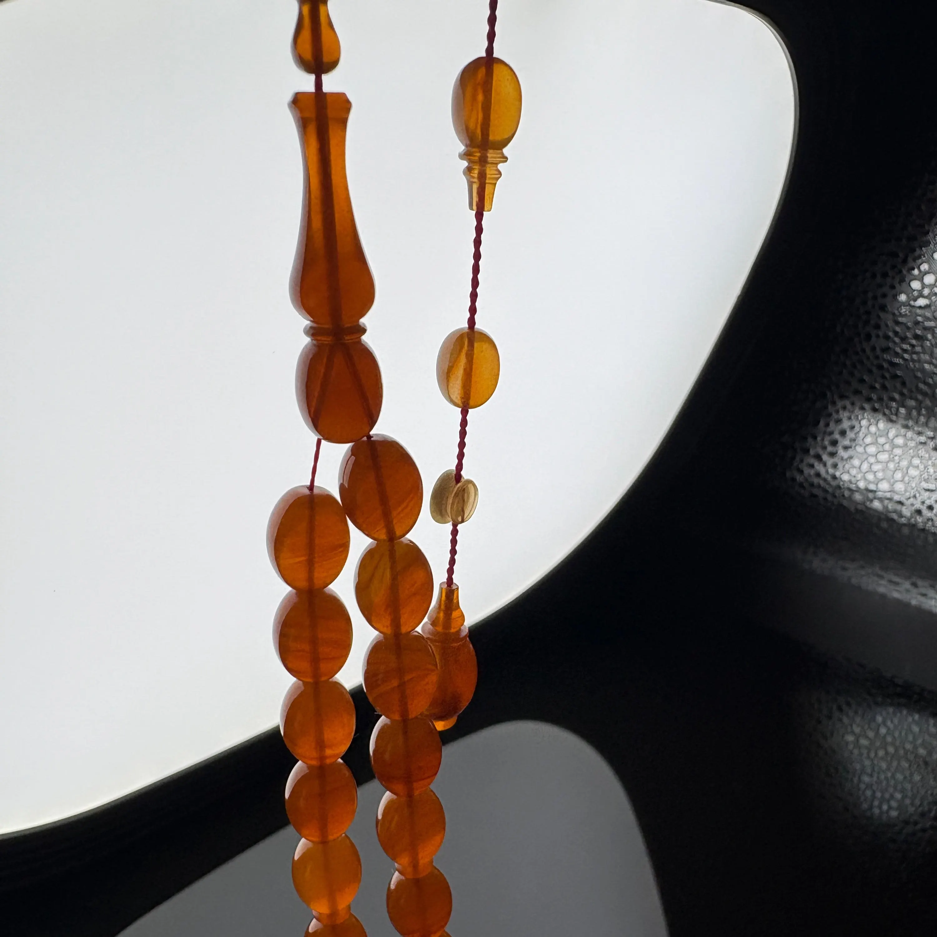 Orange Cherry-Aging Bakelite Tesbih, New Faturan Prayer Beads - image 4
