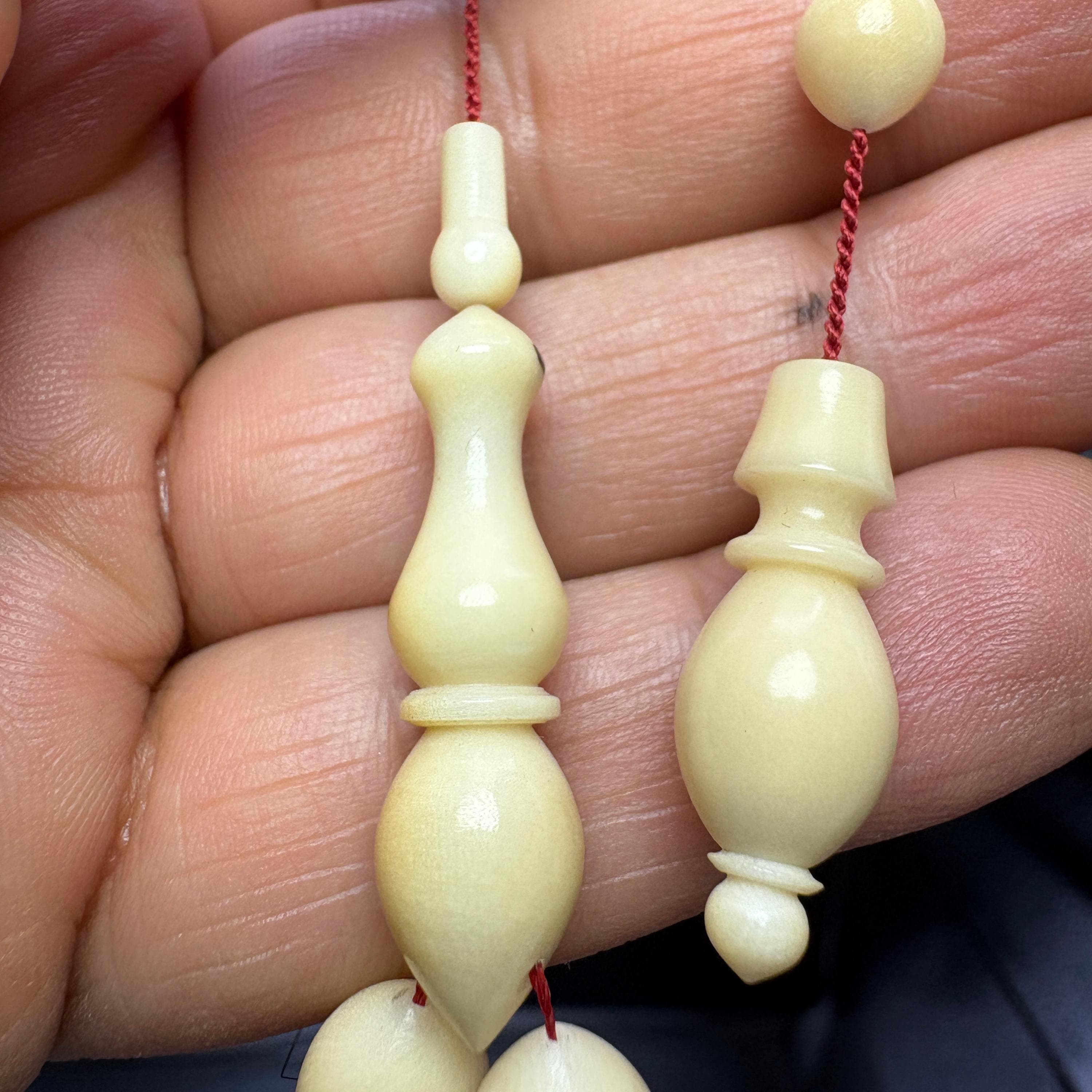 Master Crafted Tagua Nut Narçıl Tesbih – Natural Prayer Beads – Milk Coffee Aging Tone - image 4