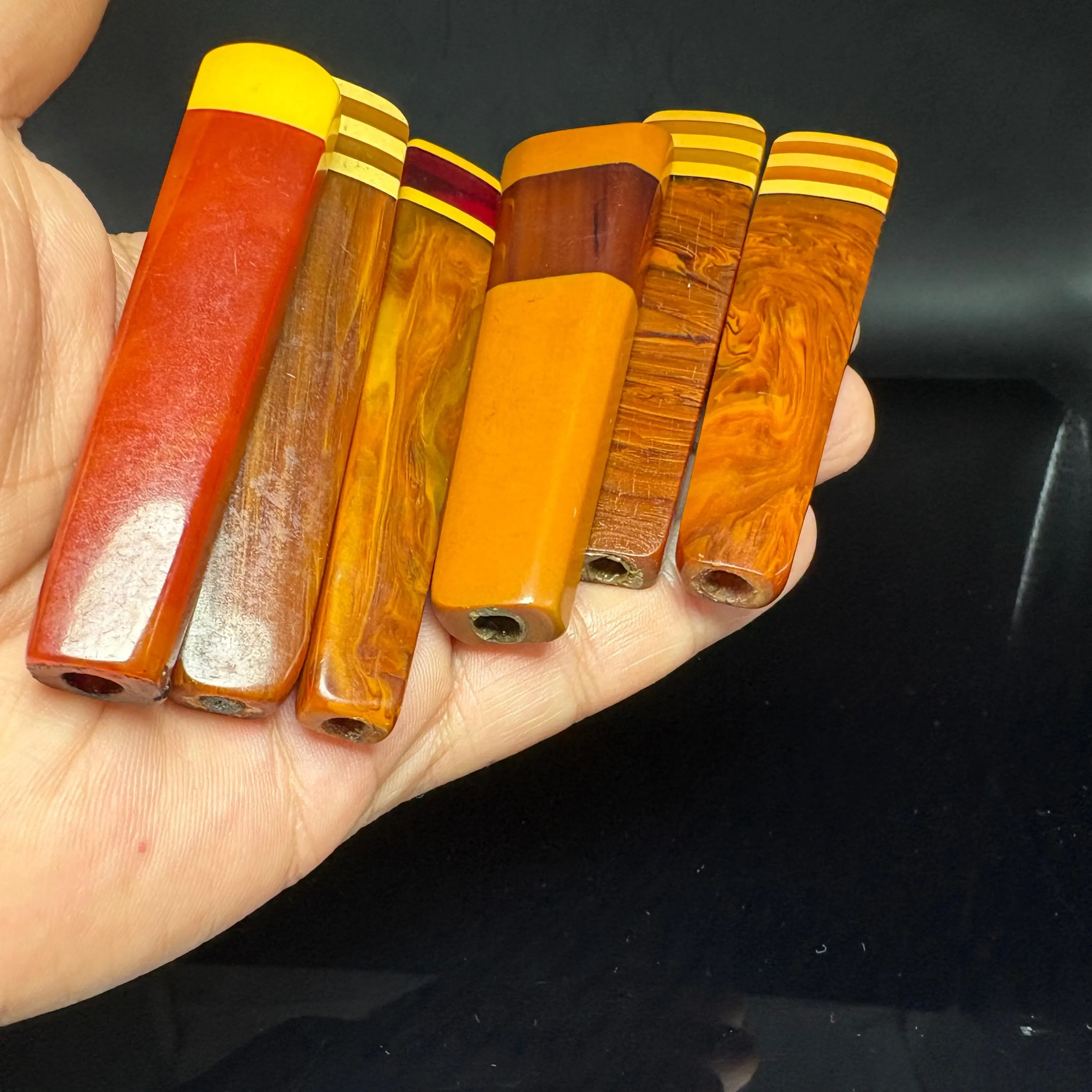 6 Antique Marbled Catalin Bakelite Handles 79g | For Tesbih, Subha & Jewelry Making - image 4