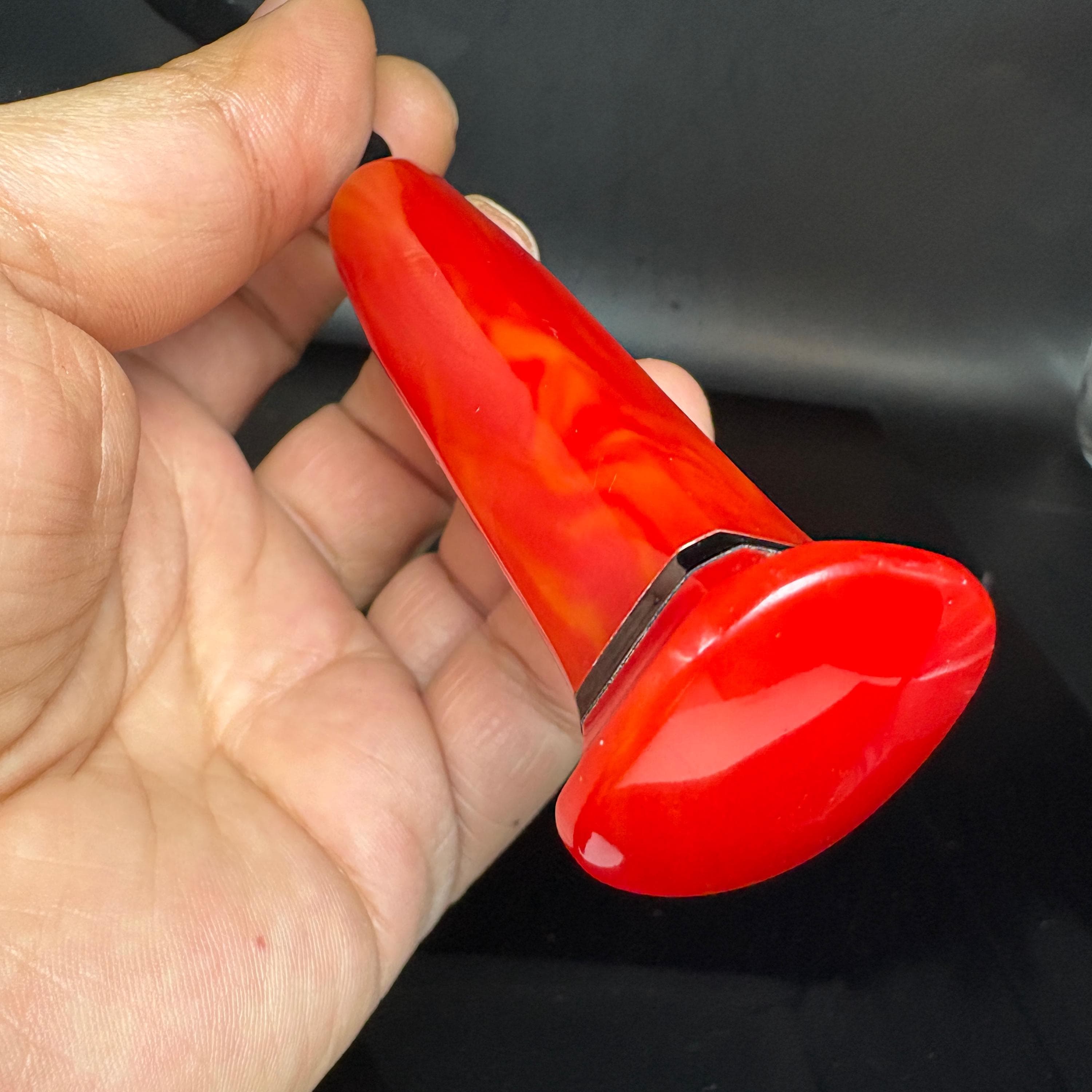 Vintage Catalin Letter Opener – 1940s Red Marbled Bakelite Desk Piece - image 2