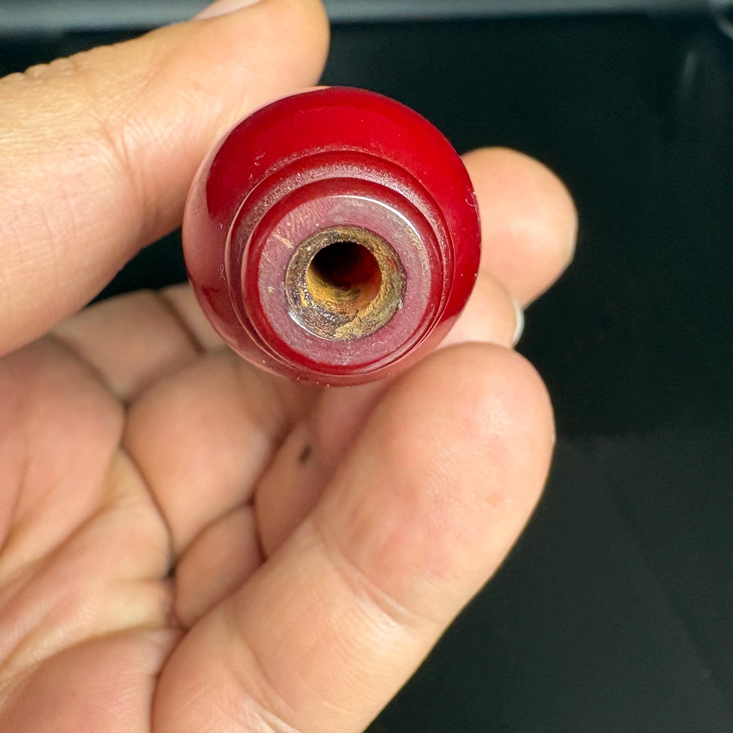 Vintage Red Catalin / Bakelite Handle – Early Plastic Component & Craft Supply - image 5