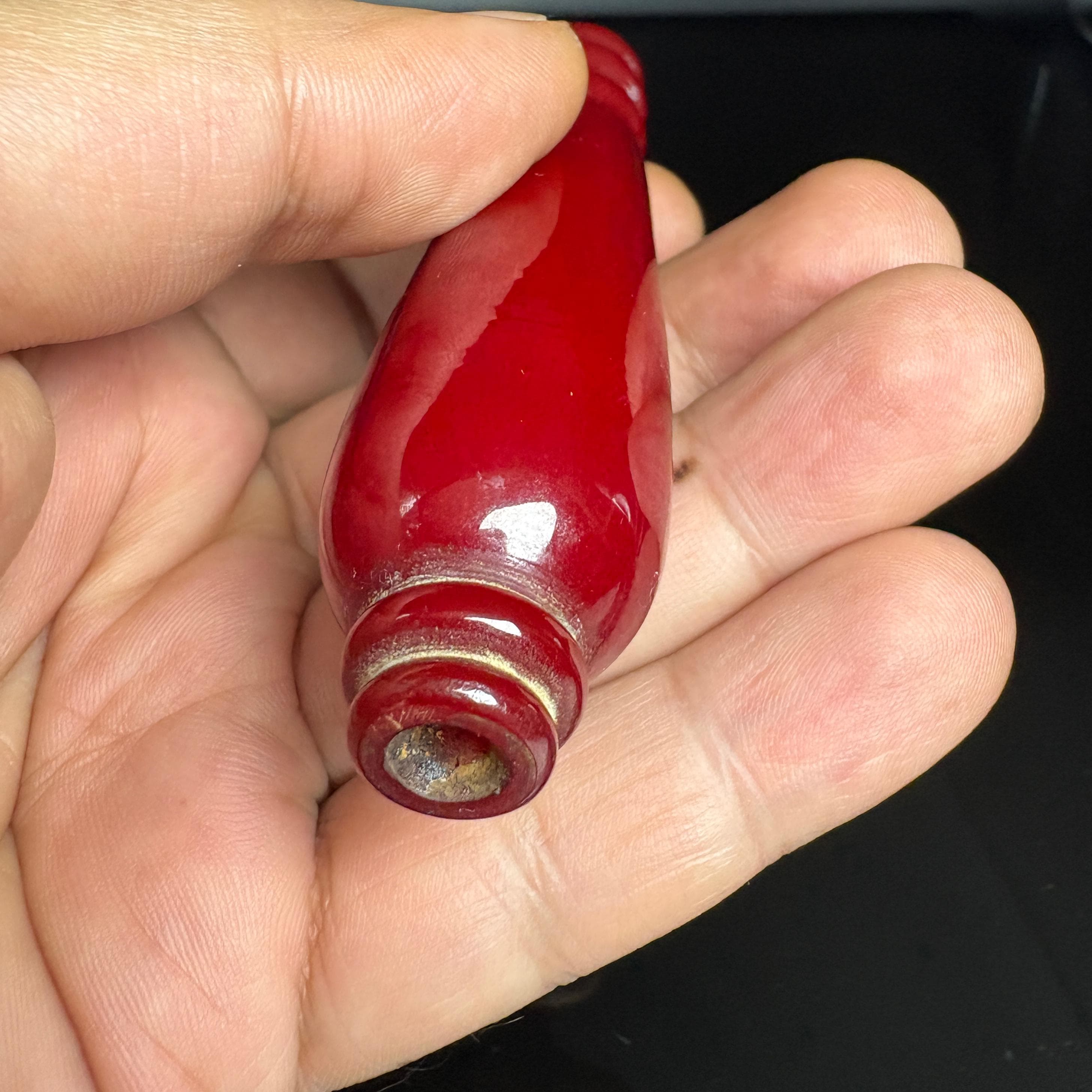 Vintage Red Catalin / Bakelite Handle – Early Plastic Component & Craft Supply - image 4