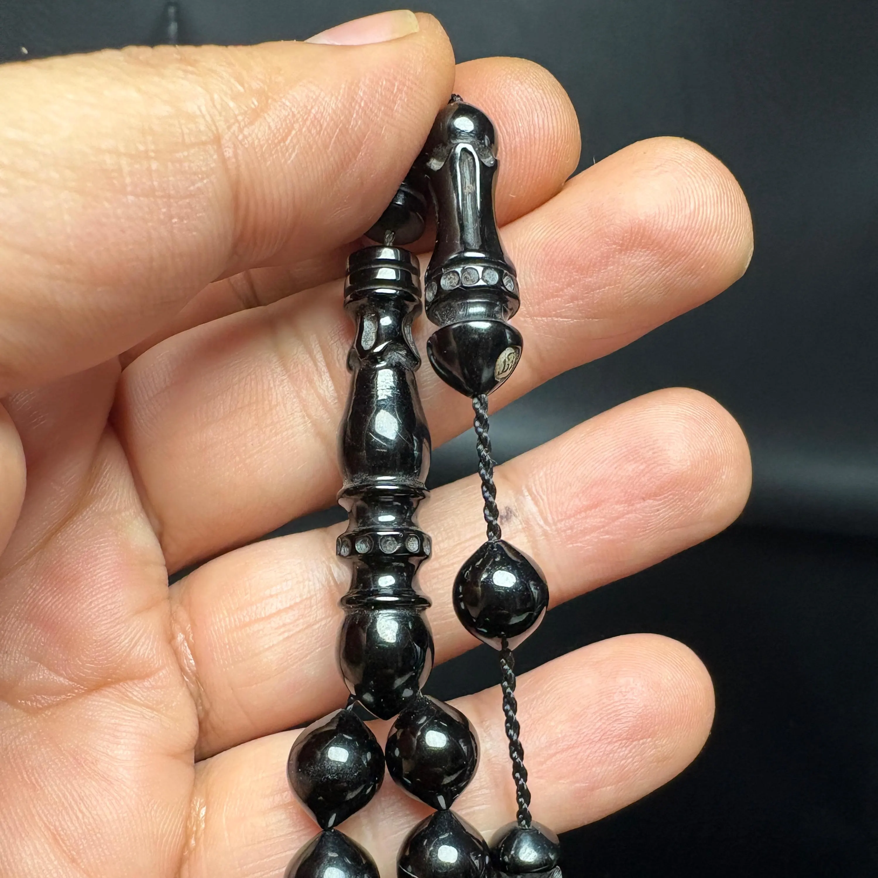 Erzurum Oltu Subha– Turkish Black Amber – Carved Imam & Hitame - image 3