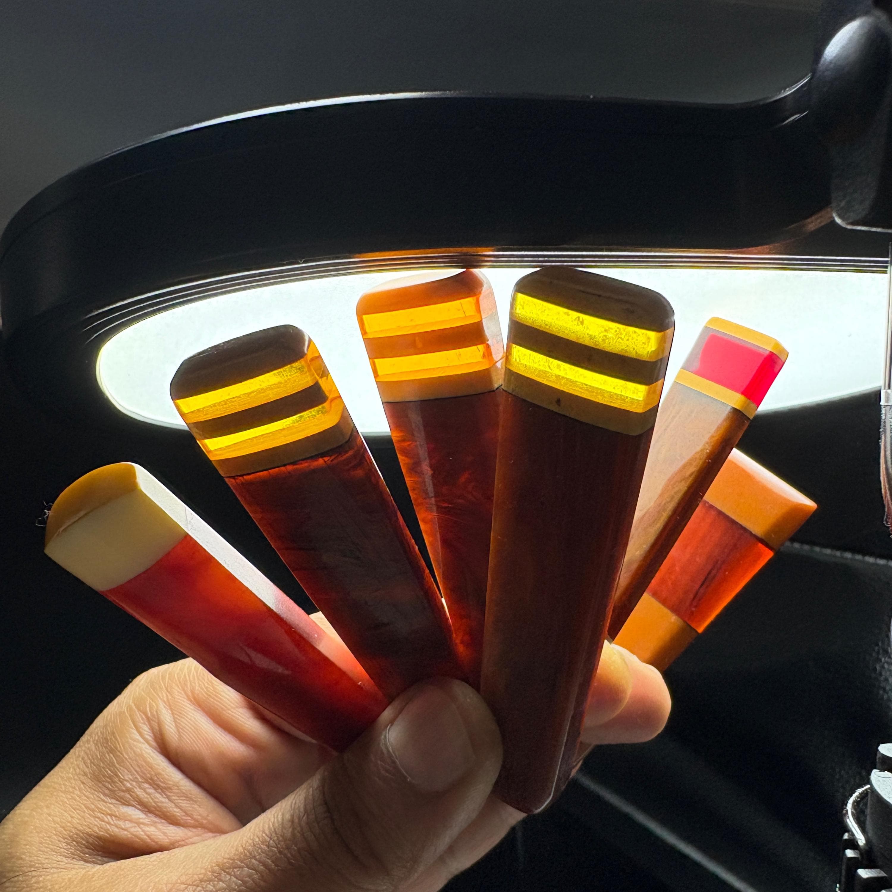 6 Antique Marbled Catalin Bakelite Handles 79g | For Tesbih, Subha & Jewelry Making - image 3