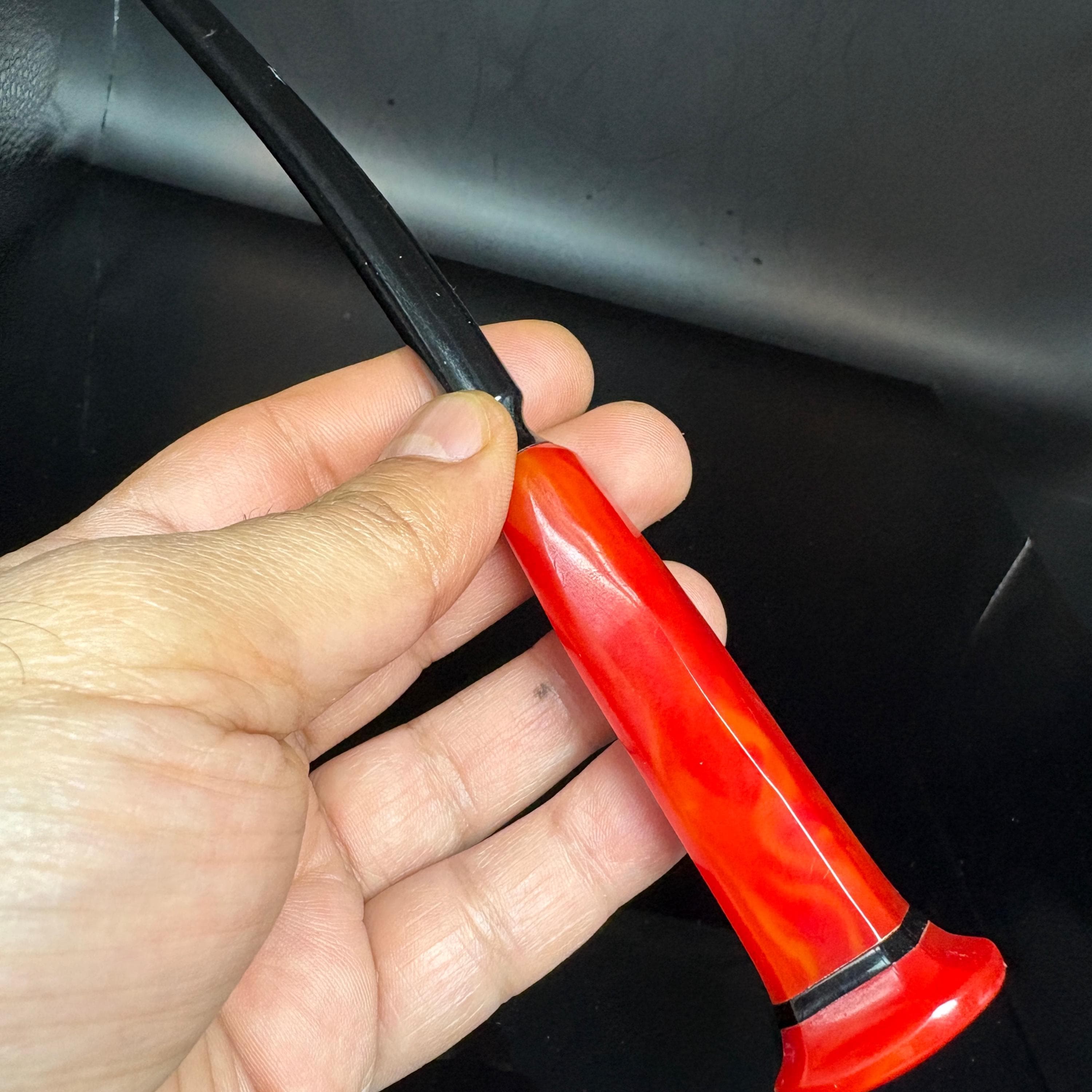 Vintage Catalin Letter Opener – 1940s Red Marbled Bakelite Desk Piece - image 5